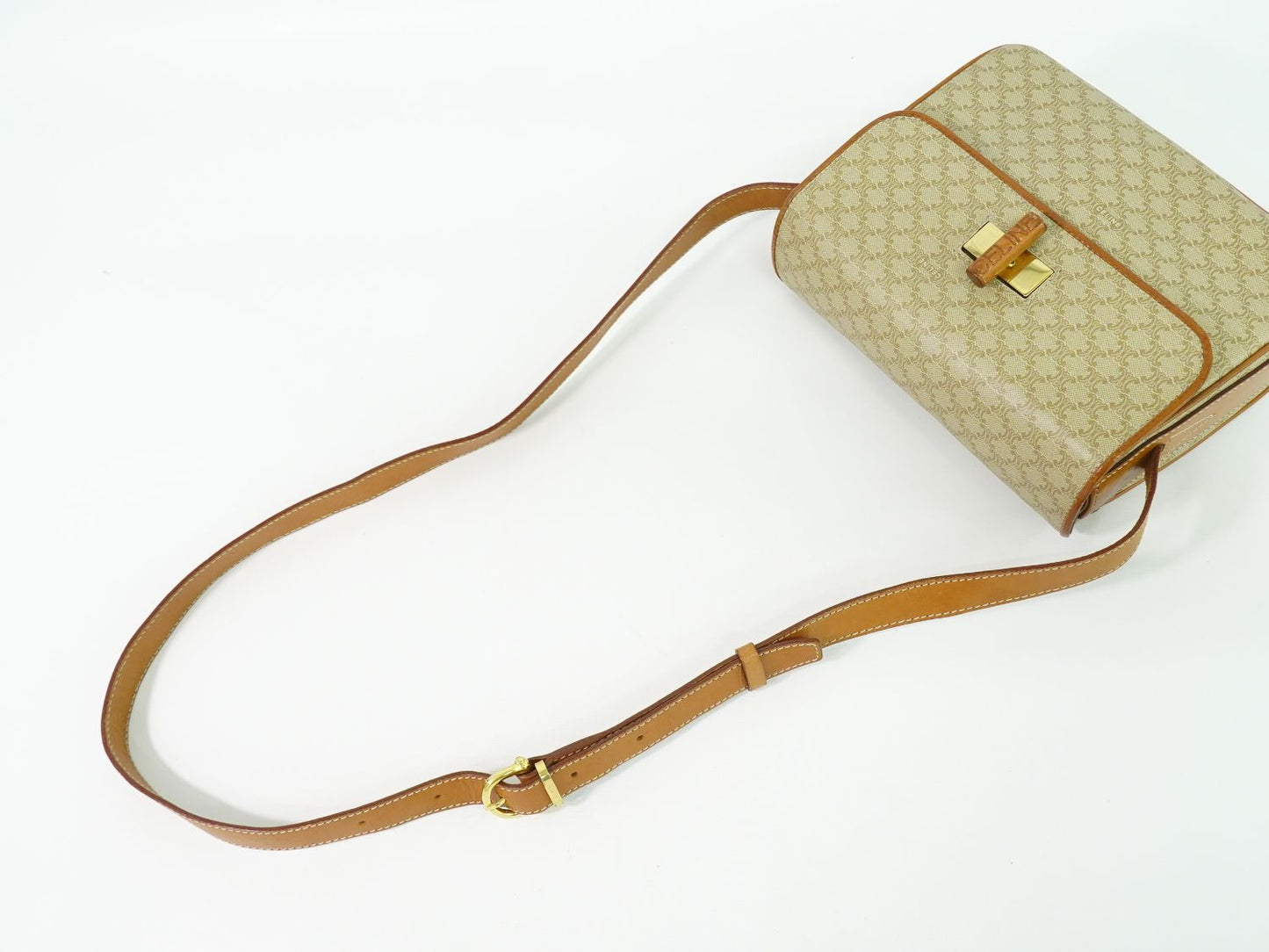 CELINE マカダム ショルダーバッグ ベージュ