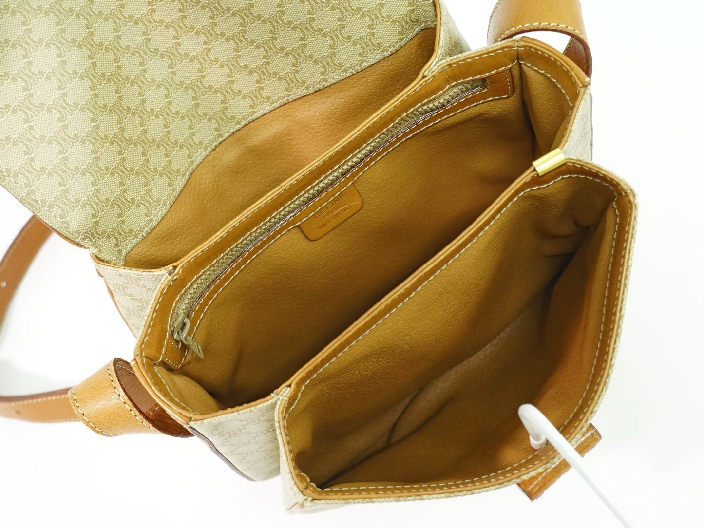 CELINE マカダム ショルダーバッグ ベージュ
