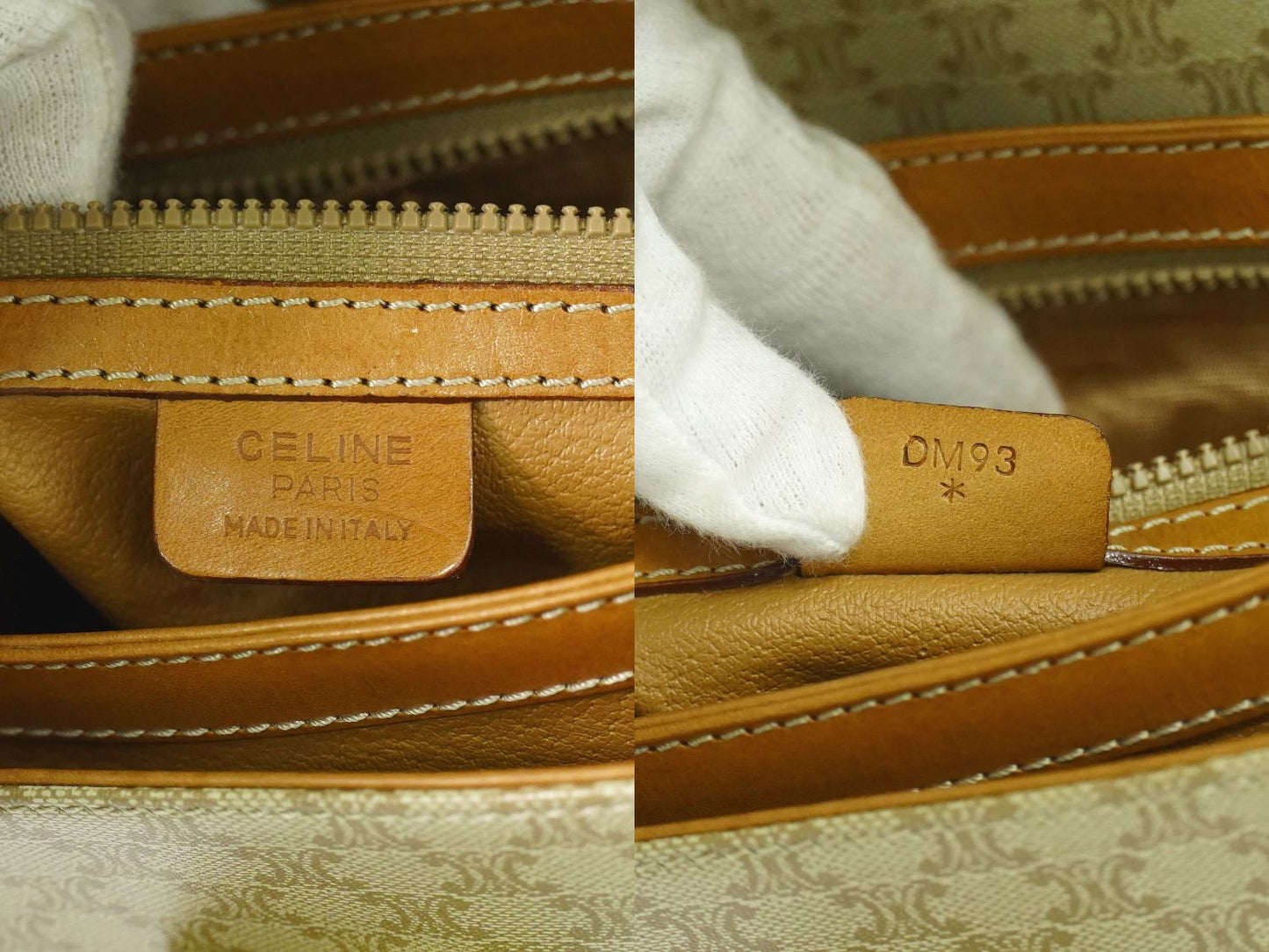 CELINE マカダム ショルダーバッグ ベージュ