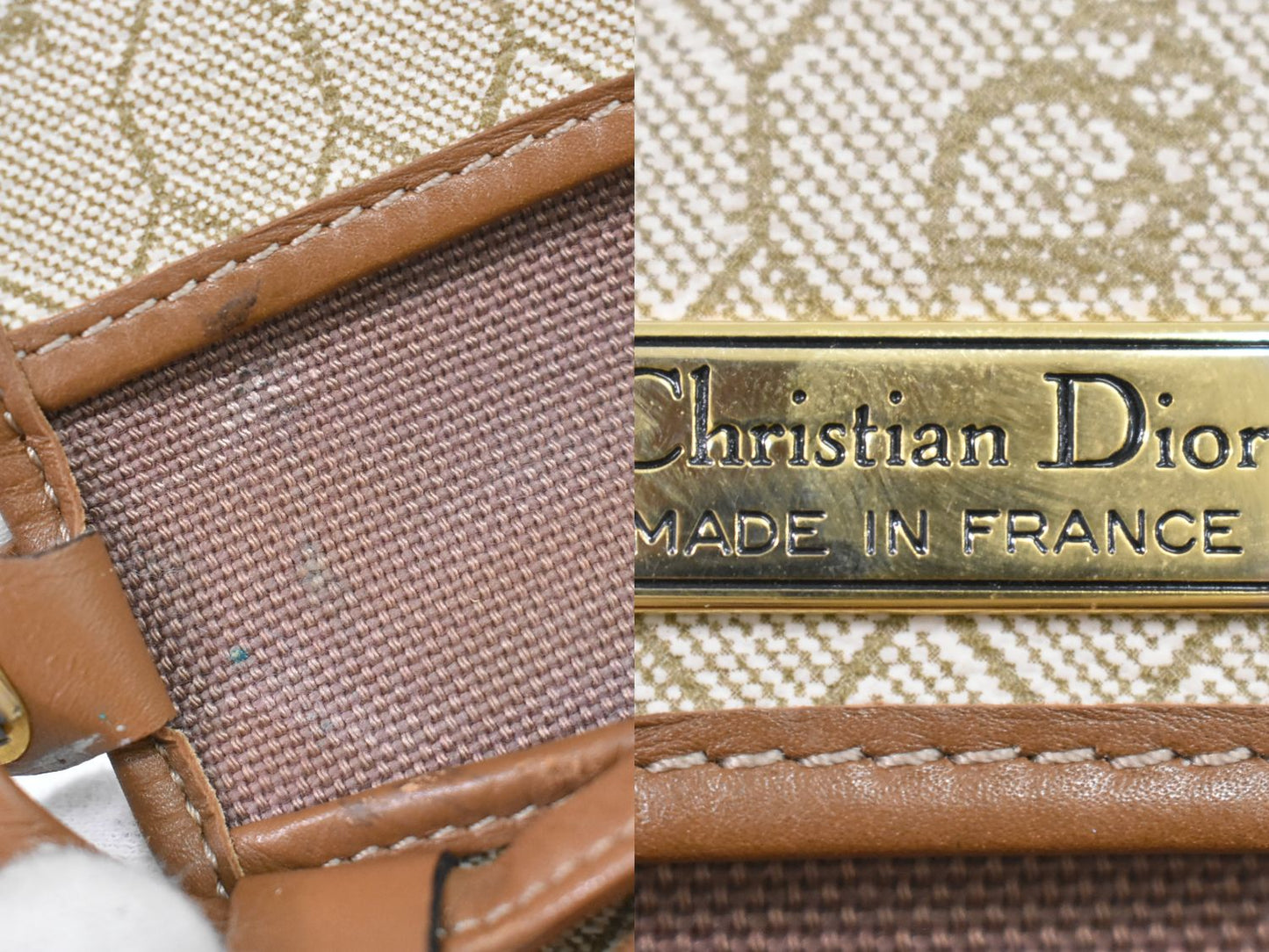 Christian Dior ハニカム柄 ショルダーバッグ ベージュ
