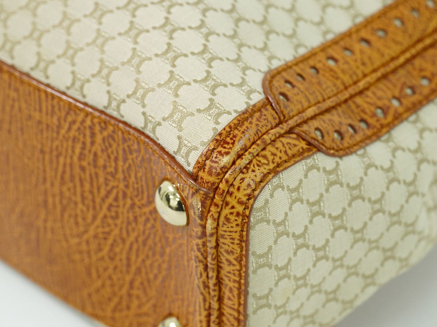 CELINE マカダム ショルダーバッグ ベージュ