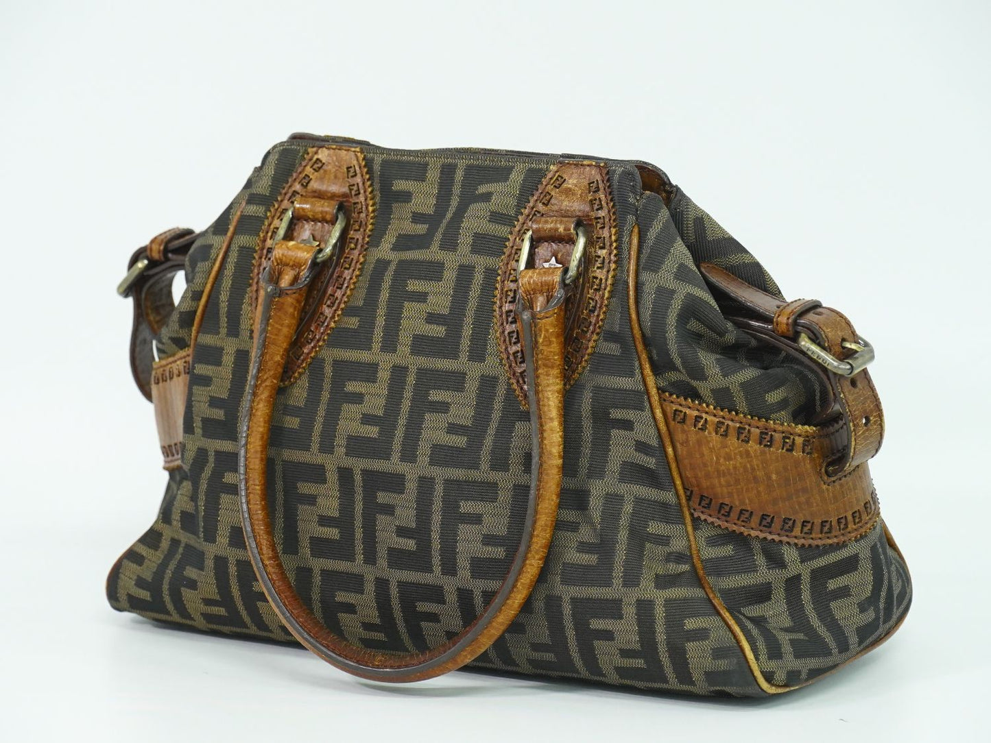 FENDI エトニコ ズッカ ハンドバッグ ブラウン 8BN157