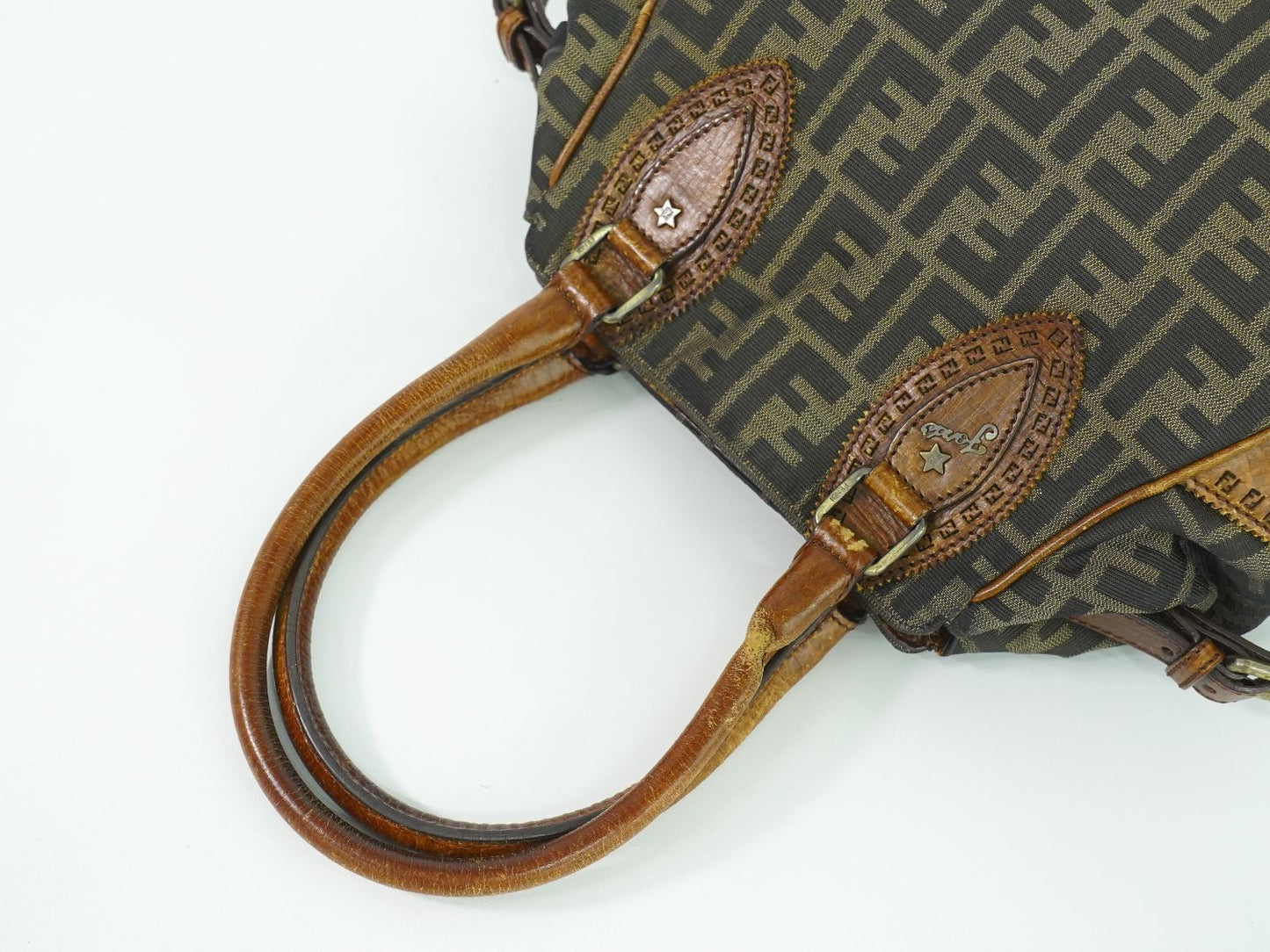 FENDI エトニコ ズッカ ハンドバッグ ブラウン 8BN157