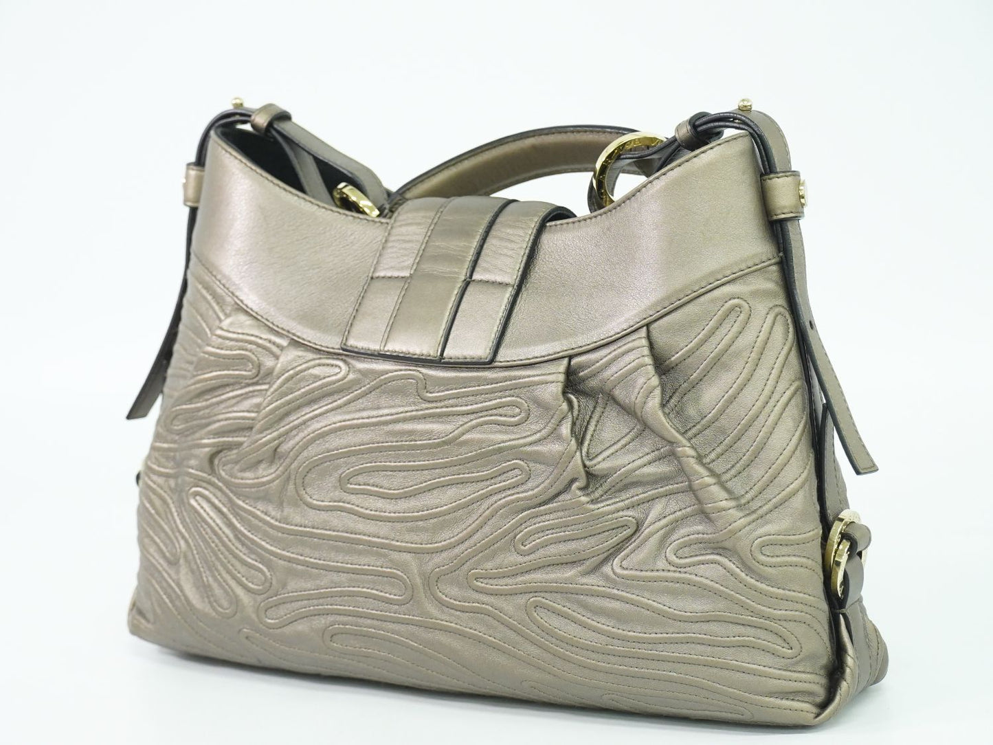 BVLGARI チャンドラ ショルダーバッグ メタリックグレー