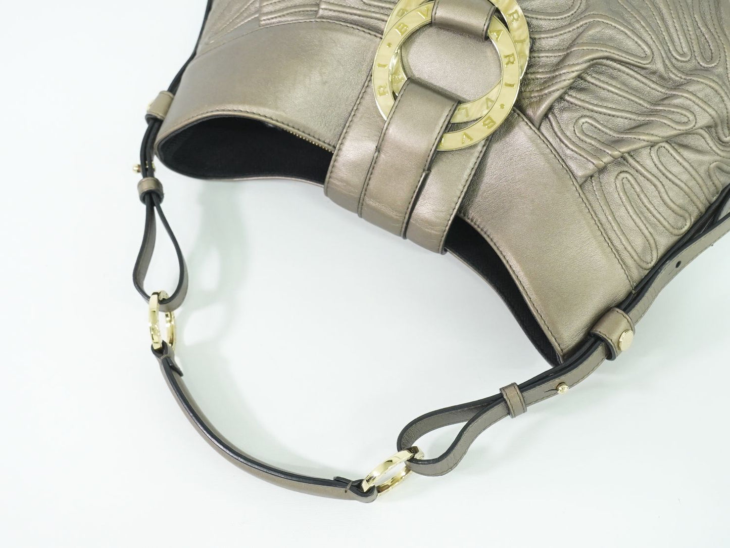 BVLGARI チャンドラ ショルダーバッグ メタリックグレー