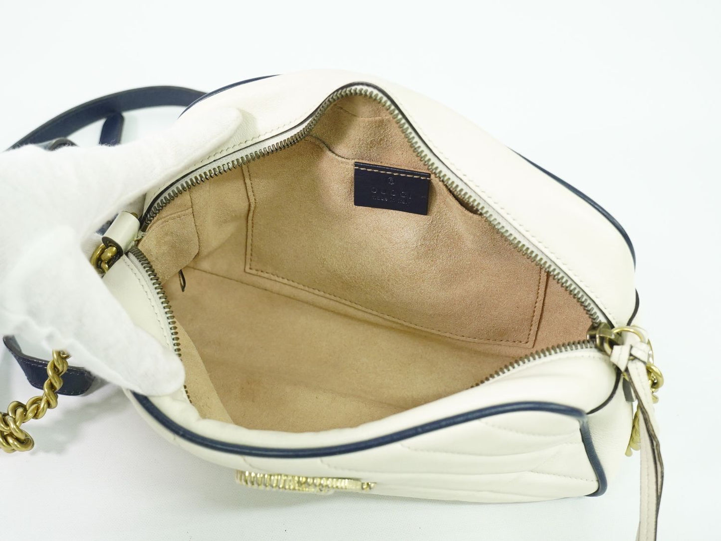 GUCCI GGマーモント ショルダーバッグ ホワイト 447632