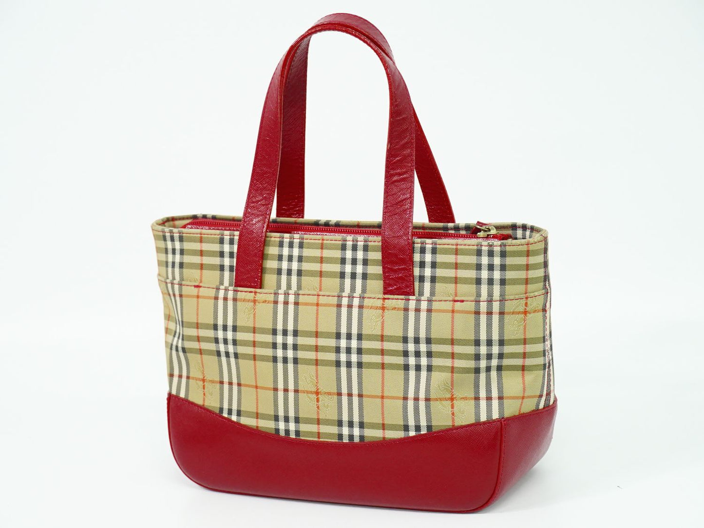 BURBERRY ノバチェック ハンドバッグ ベージュ レッド
