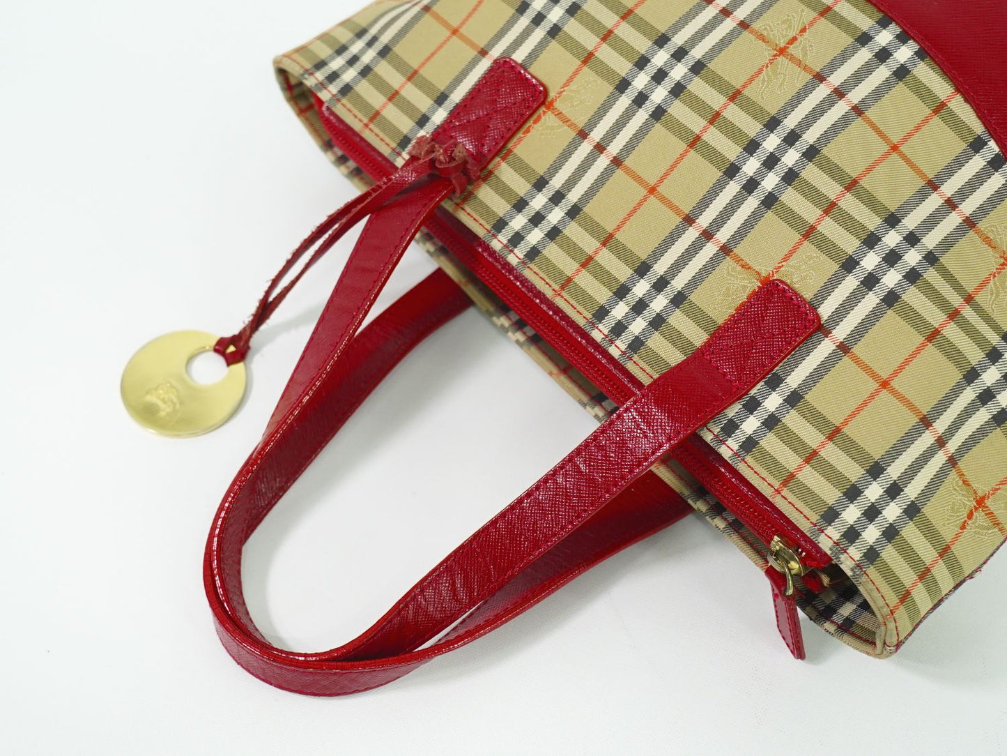BURBERRY ノバチェック ハンドバッグ ベージュ レッド