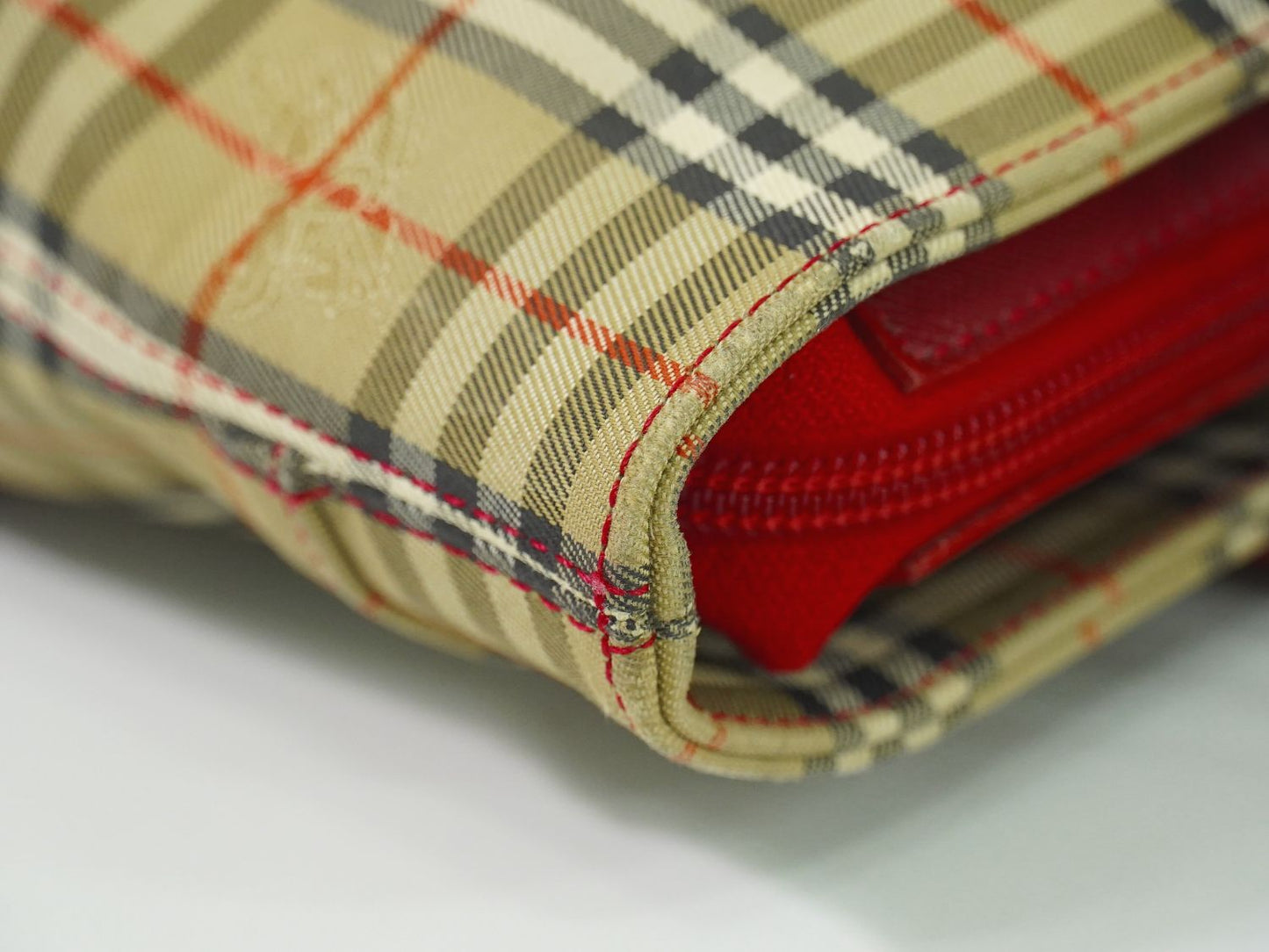 BURBERRY ノバチェック ハンドバッグ ベージュ レッド