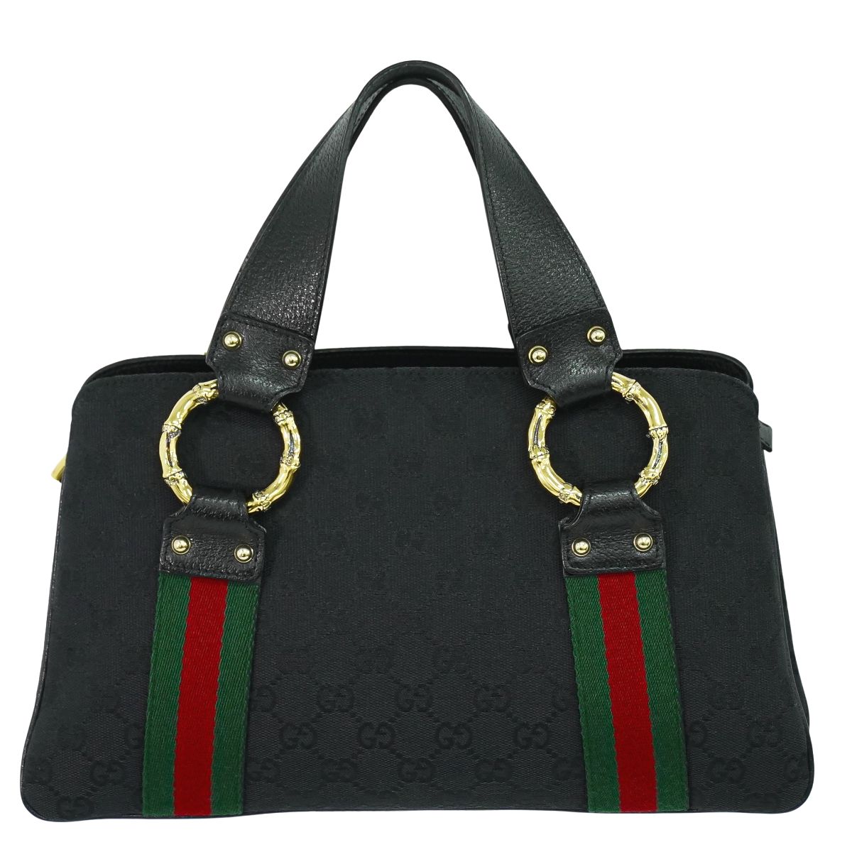 GUCCI メタルバンブー GGキャンバス ハンドバッグ ブラック 131324