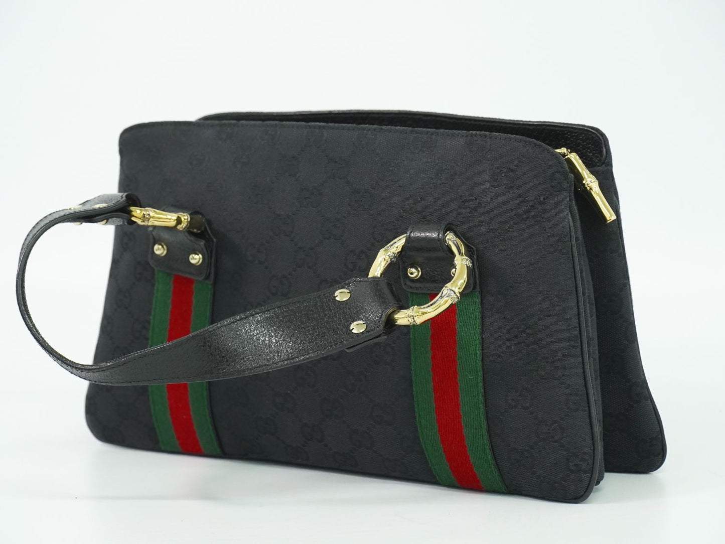 GUCCI メタルバンブー GGキャンバス ハンドバッグ ブラック 131324
