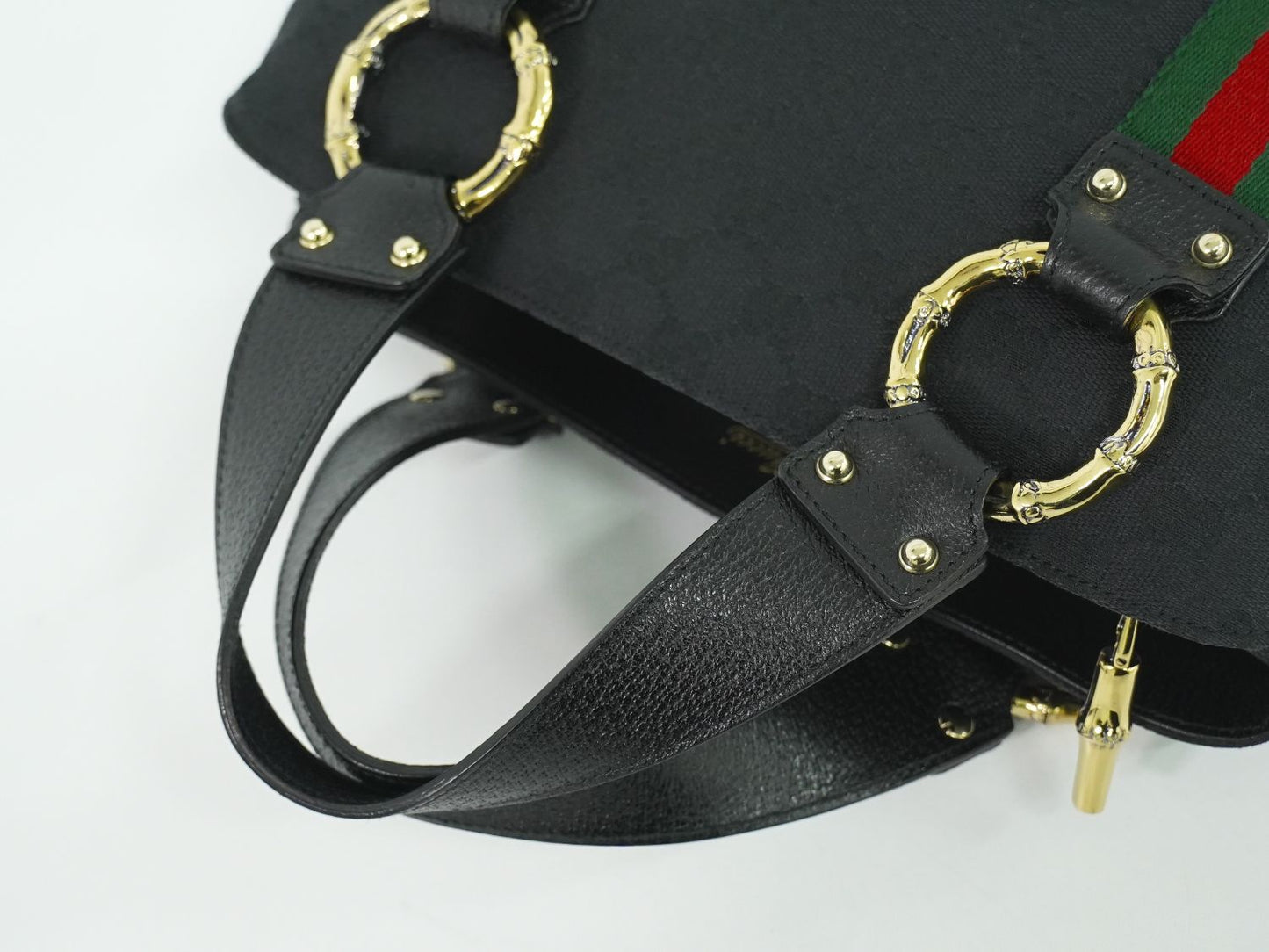GUCCI メタルバンブー GGキャンバス ハンドバッグ ブラック 131324