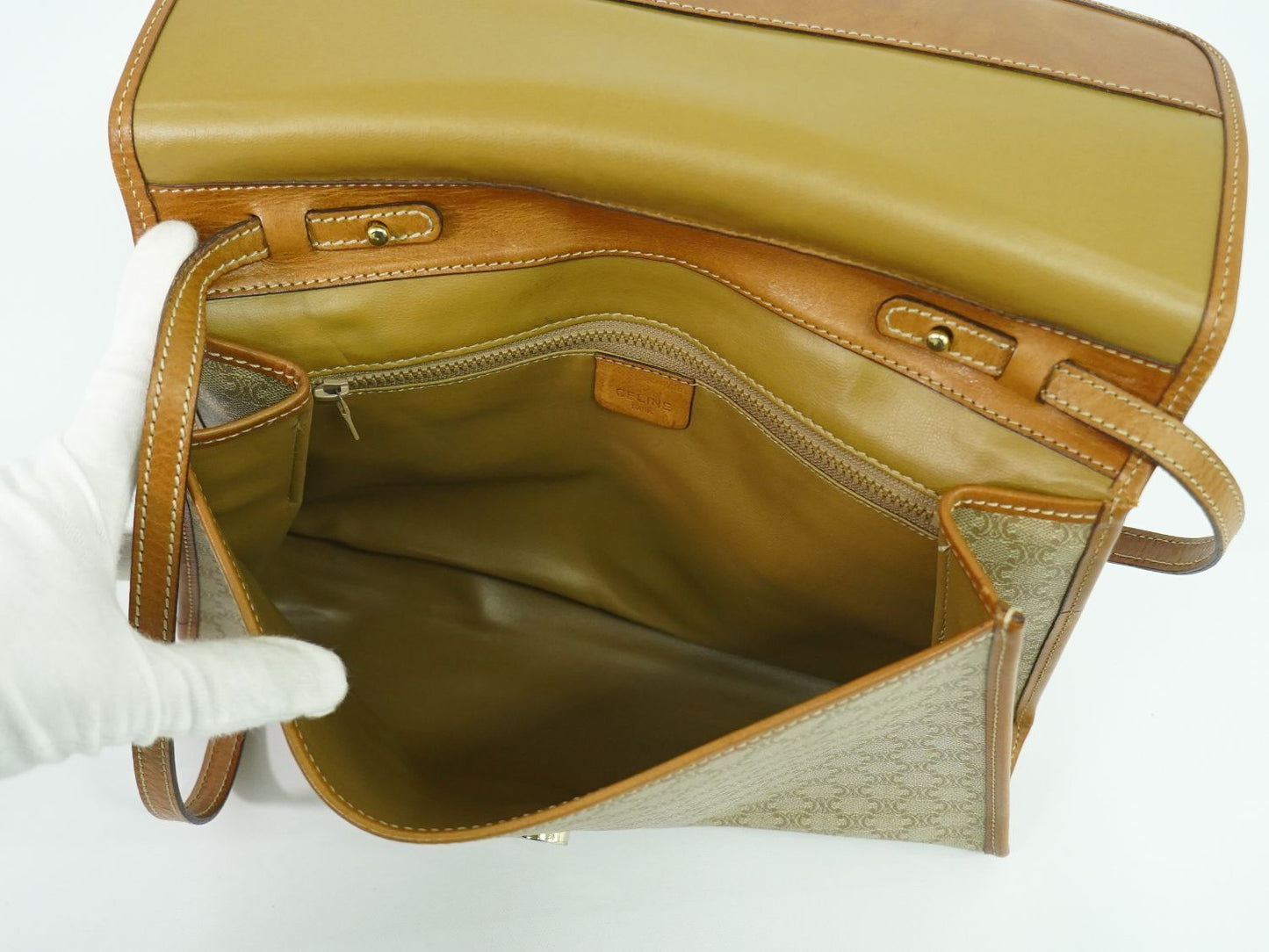 CELINE マカダム 2WAY ショルダーバッグ ベージュ