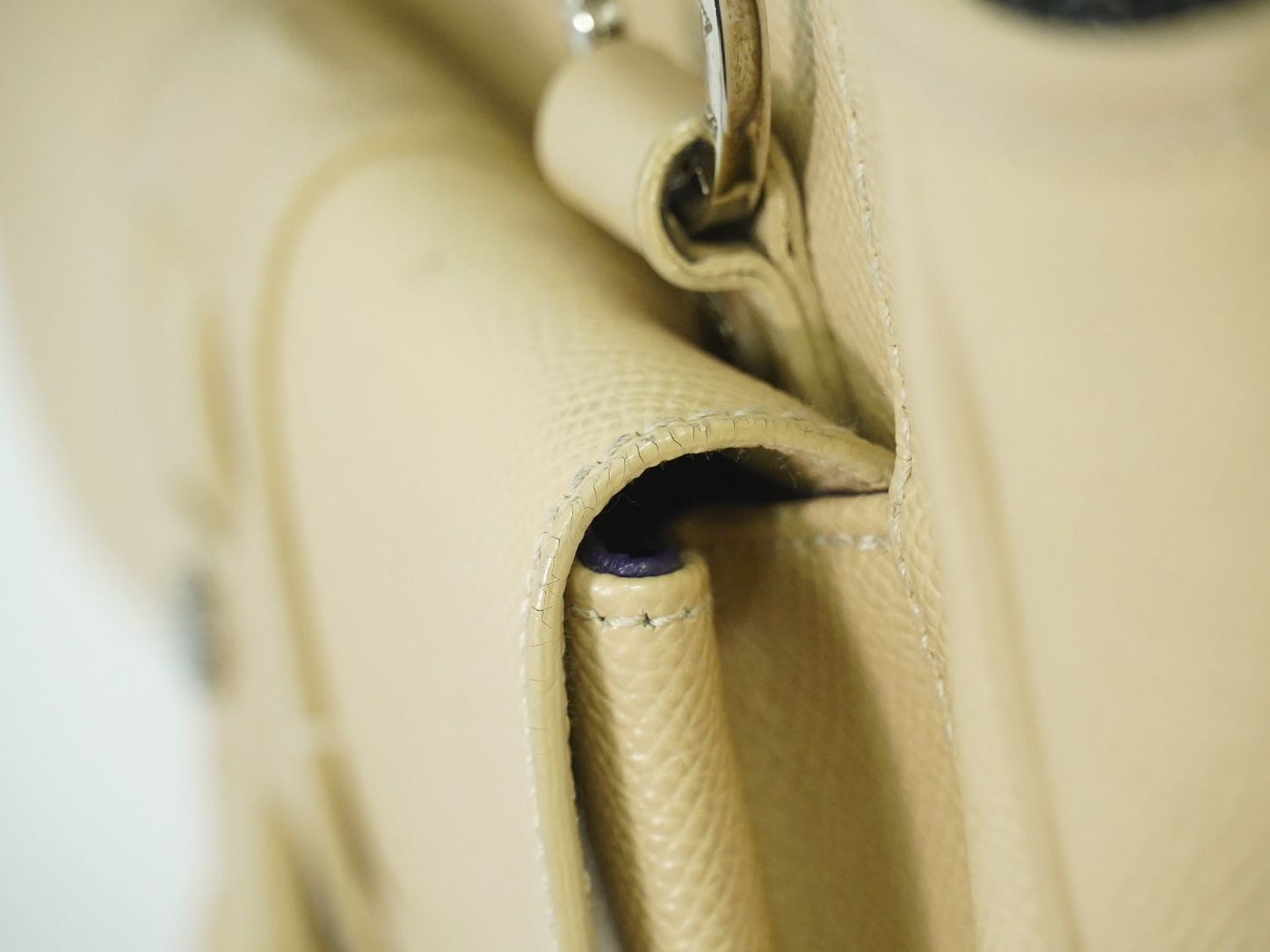 BVLGARI レザー ハンドバッグ ベージュ