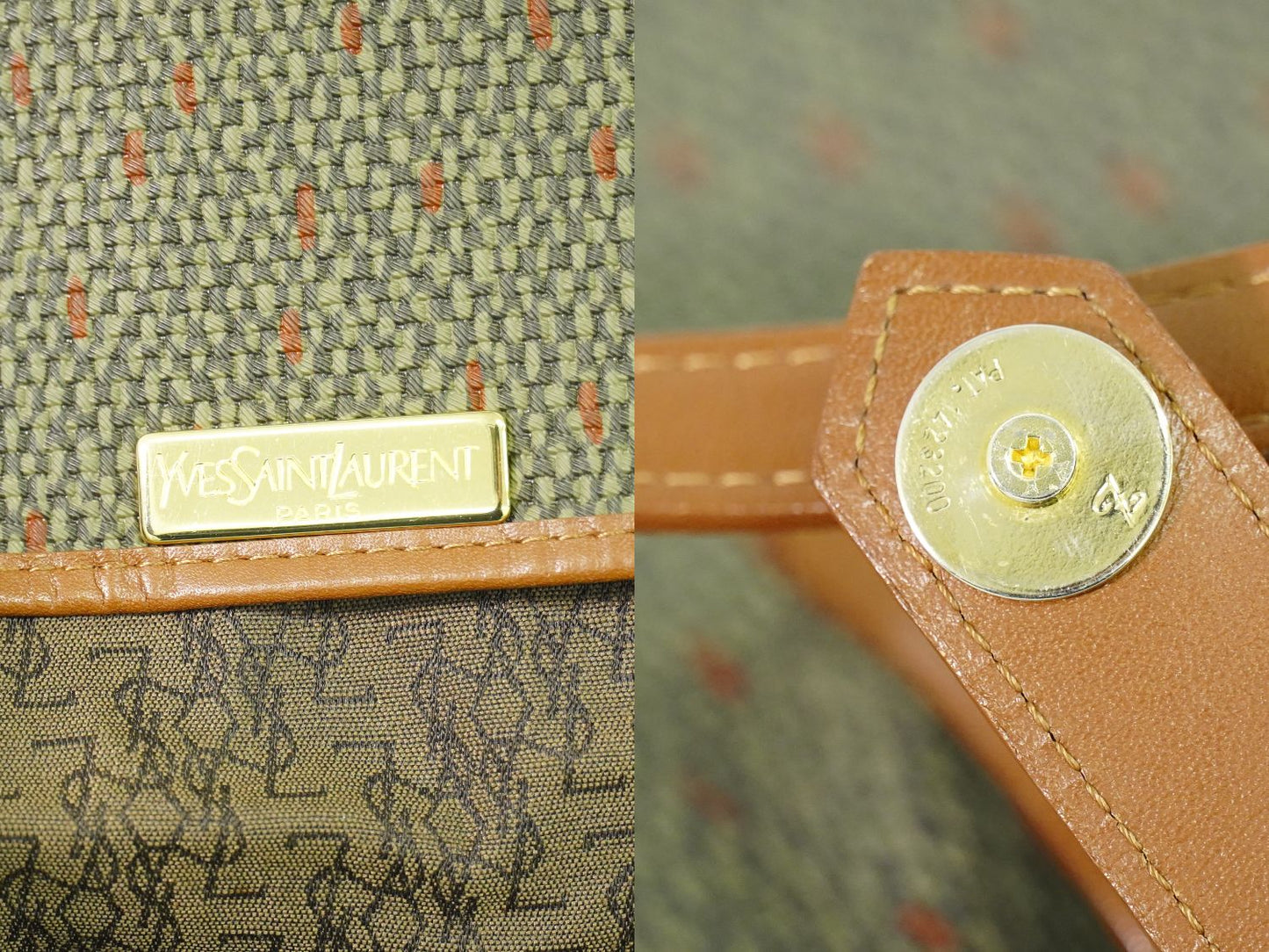 YVES SAINT LAURENT ショルダーバッグ グレー ブラウン