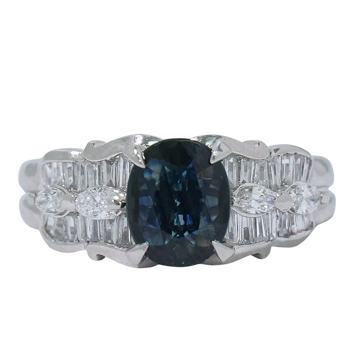 サファイア 1.57ct ダイヤモンド 0.80ct Pt900 リング 13号 プラチナ