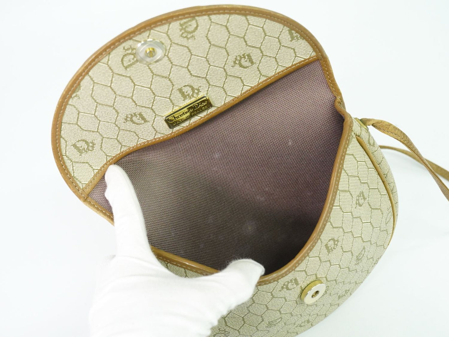 Christian Dior ハニカム柄 ショルダーバッグ ベージュ