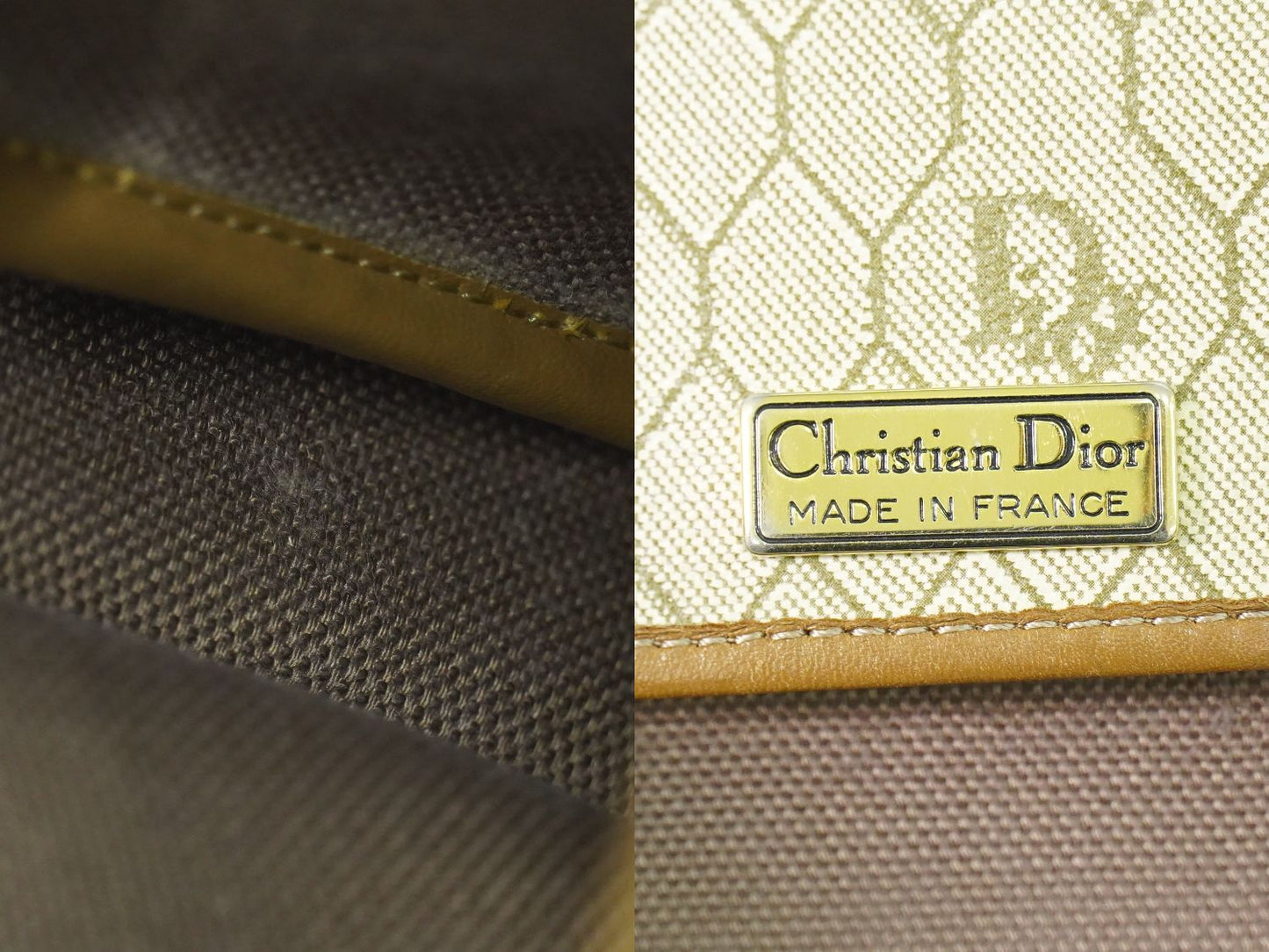 Christian Dior ハニカム柄 ショルダーバッグ ベージュ
