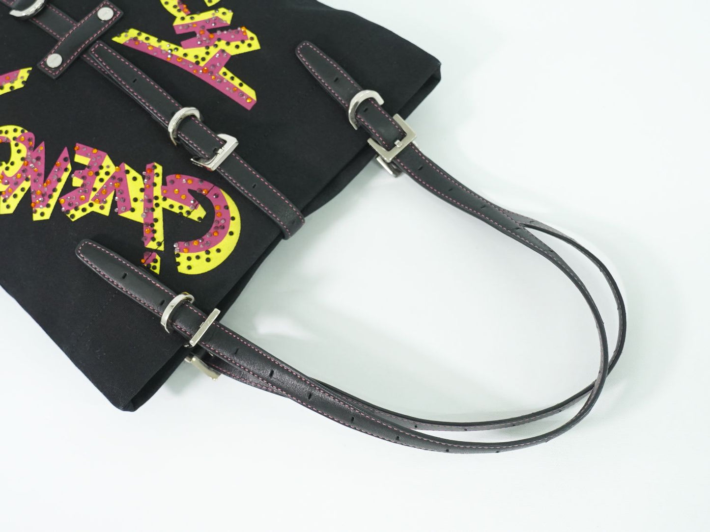 GIVENCHY ロゴ ラインストーン ショルダーバッグ ブラック ピンク イエロー