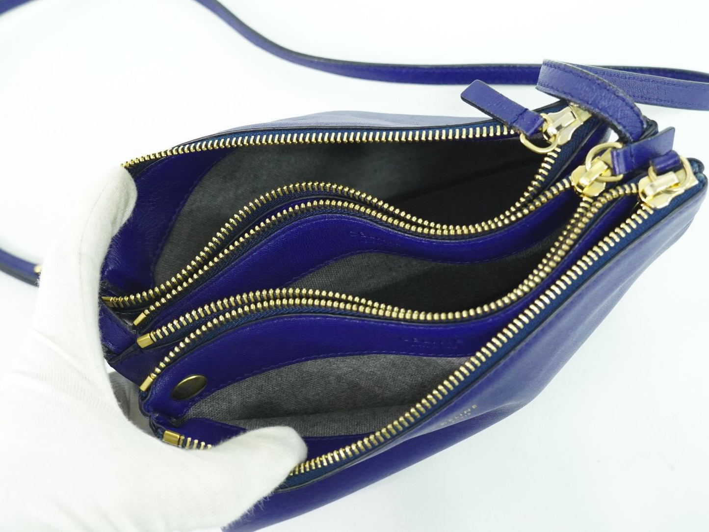 CELINE トリオ スモール ショルダーバッグ ブルー