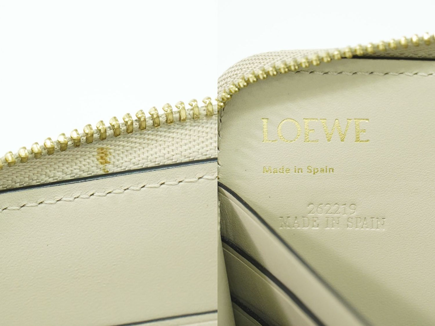 LOEWE リピート アナグラム ラウンドファスナー 長財布 ベージュ