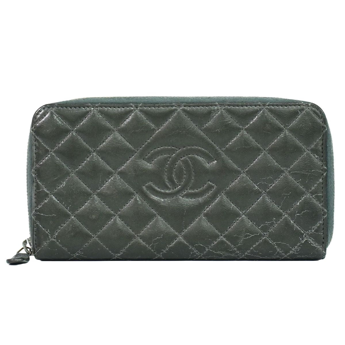 CHANEL マトラッセ ココマーク 長財布 グレー