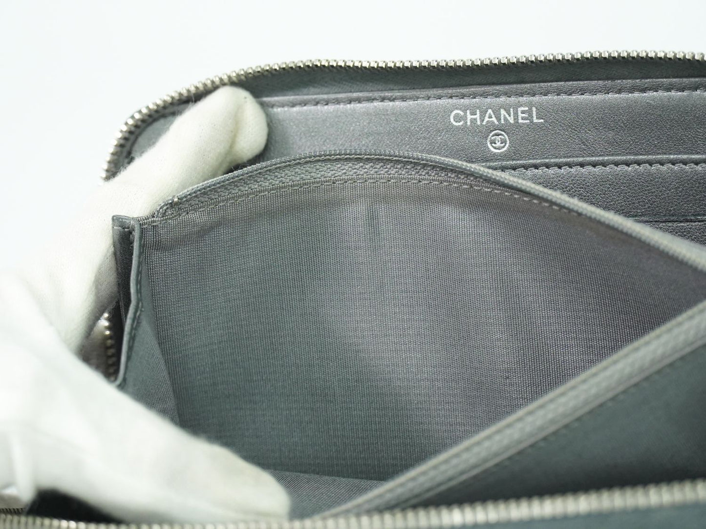 CHANEL マトラッセ ココマーク 長財布 グレー