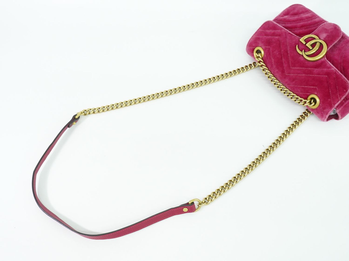 GUCCI GGマーモント ショルダーバッグ ピンク 446744