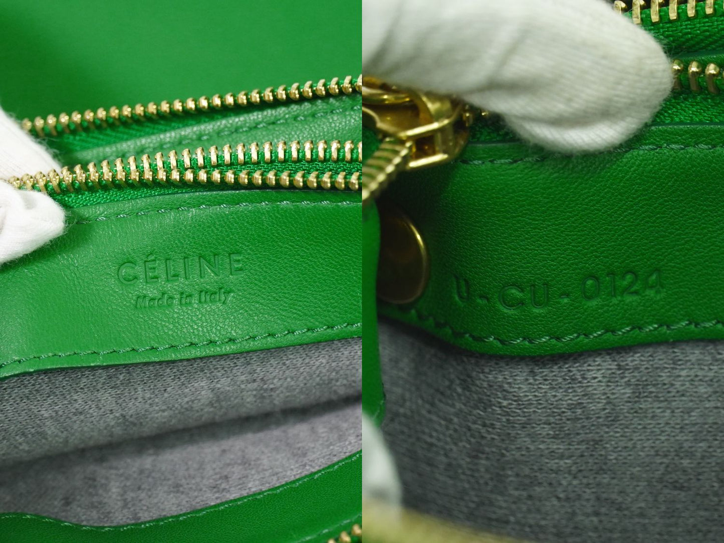 CELINE トリオ ラージ ショルダーバッグ グリーン