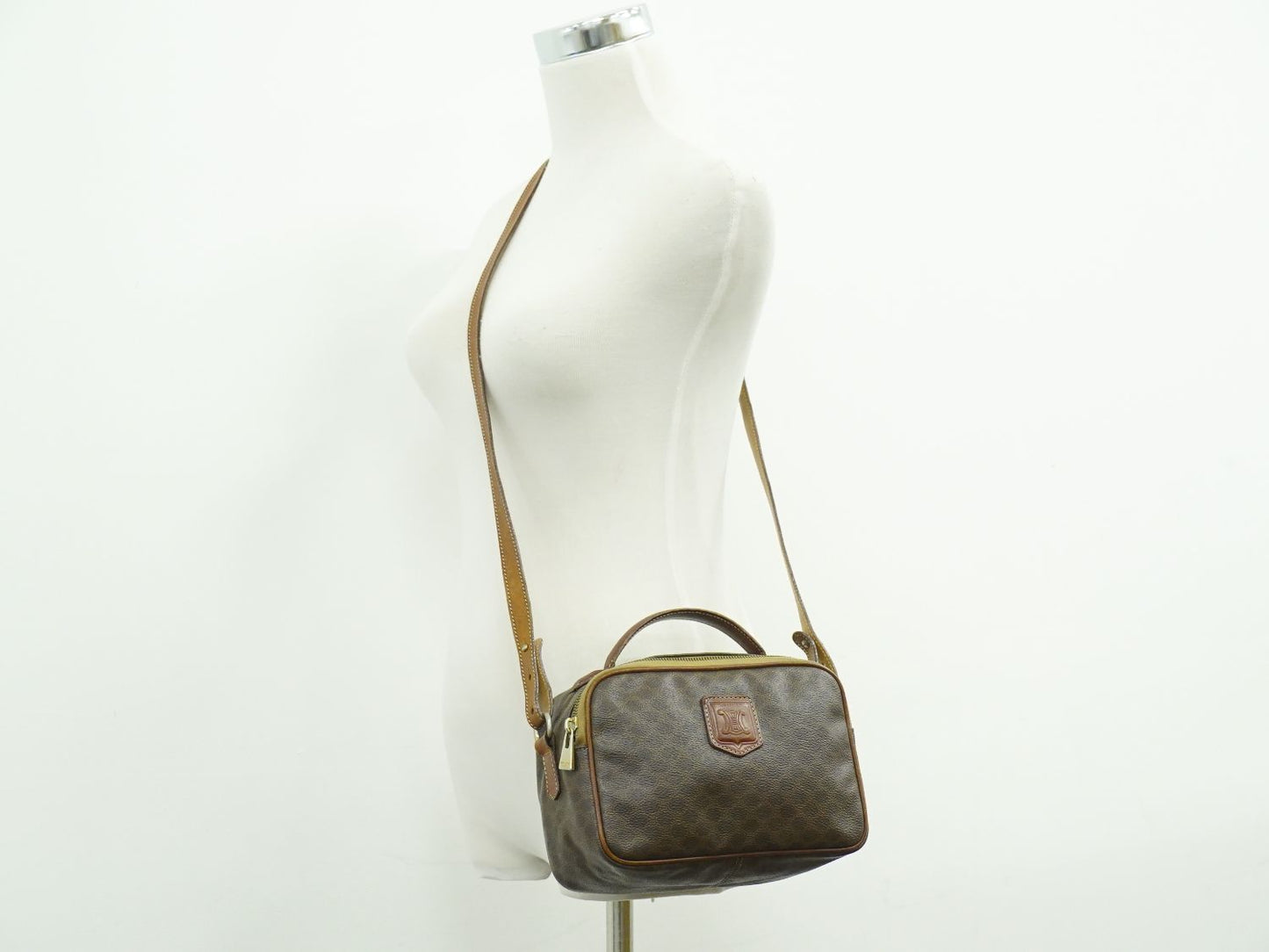 CELINE マカダム 2WAY ショルダーバッグ ブラウン