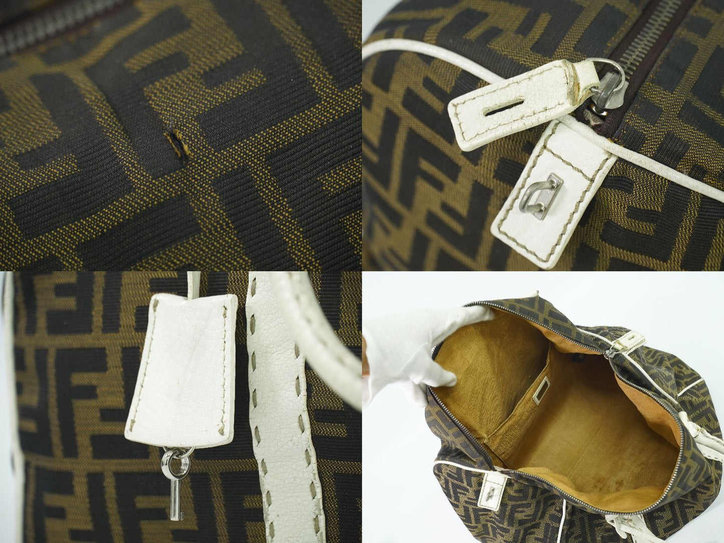 FENDI ズッカ ミニ ボストンバッグ ブラウン