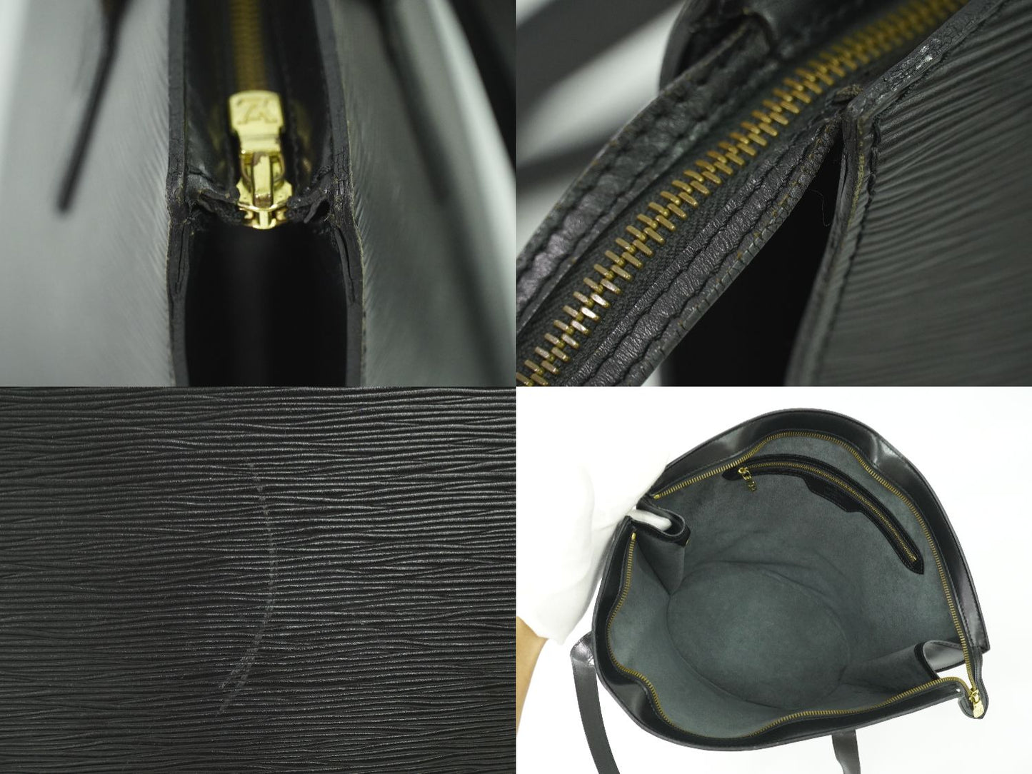 LOUIS VUITTON サンジャック ショッピング エピ レザー ショルダーバッグ ブラック M52262