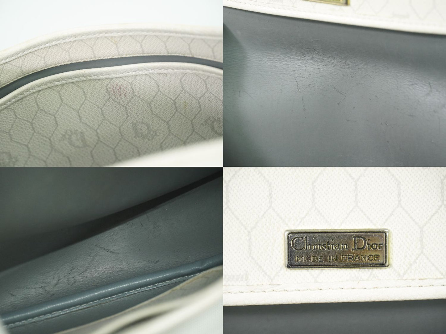 Christian Dior ハニカム柄 ショルダーバッグ ホワイト