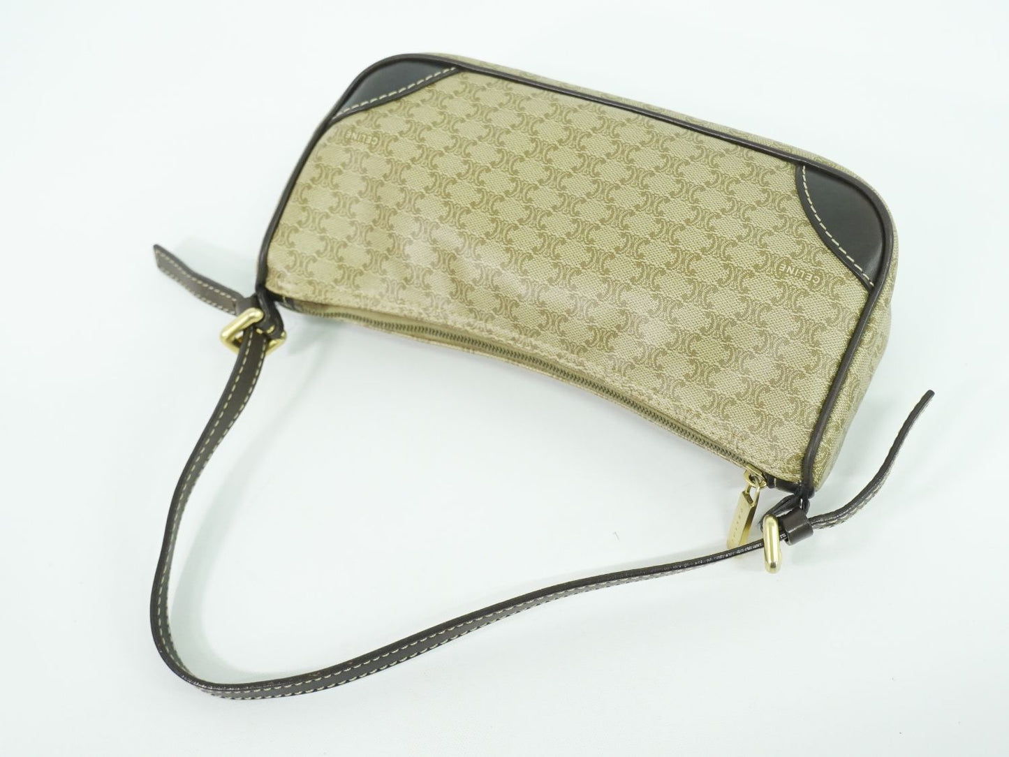 CELINE マカダム アクセサリーポーチ ベージュ
