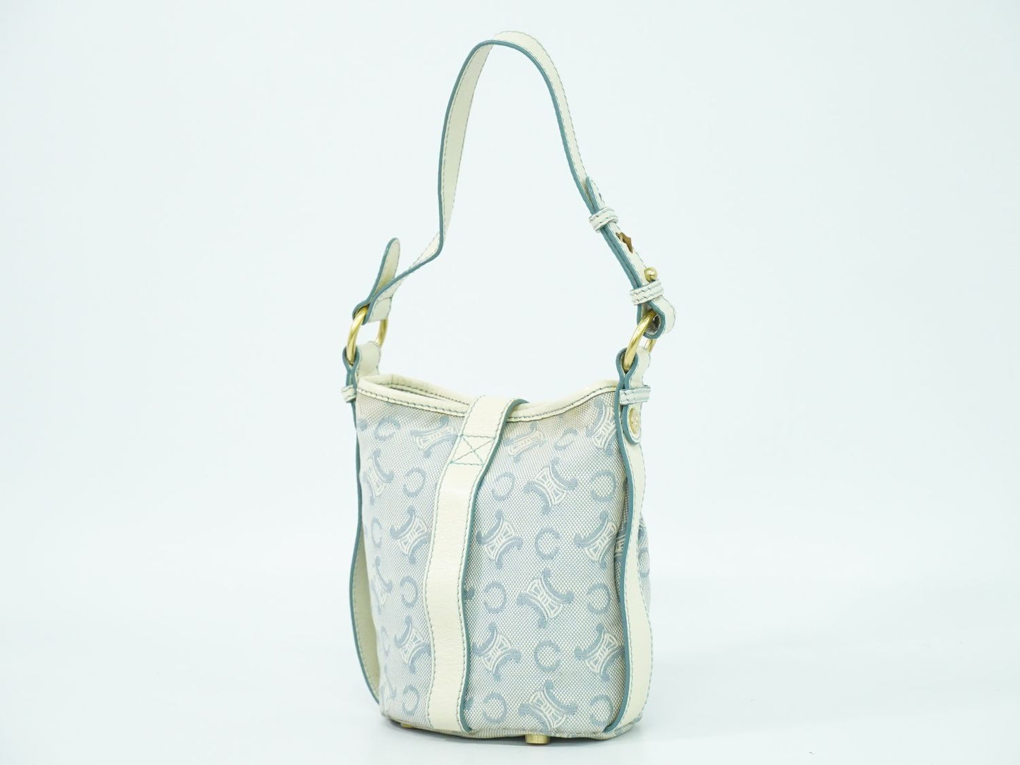 CELINE Cマカダム ショルダーバッグ ライトブルー ホワイト
