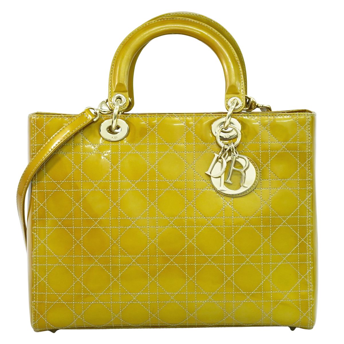 Christian Dior レディディオール 2WAY ショルダーバッグ イエロー系