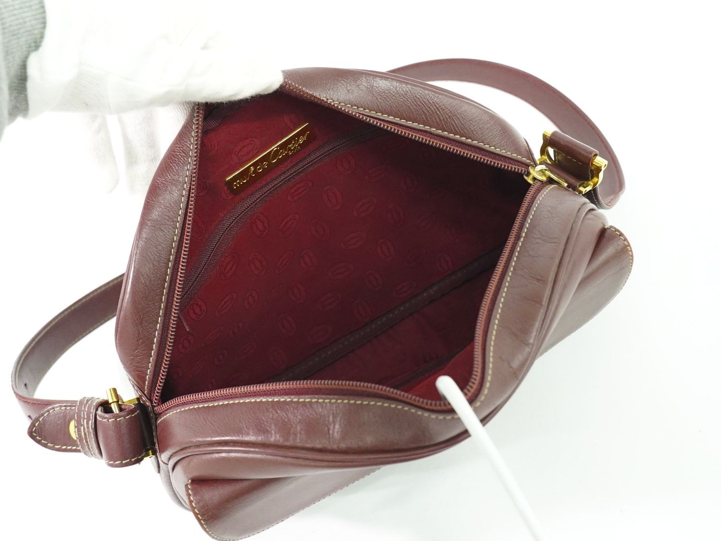Cartier マストライン ショルダーバッグ ボルドー