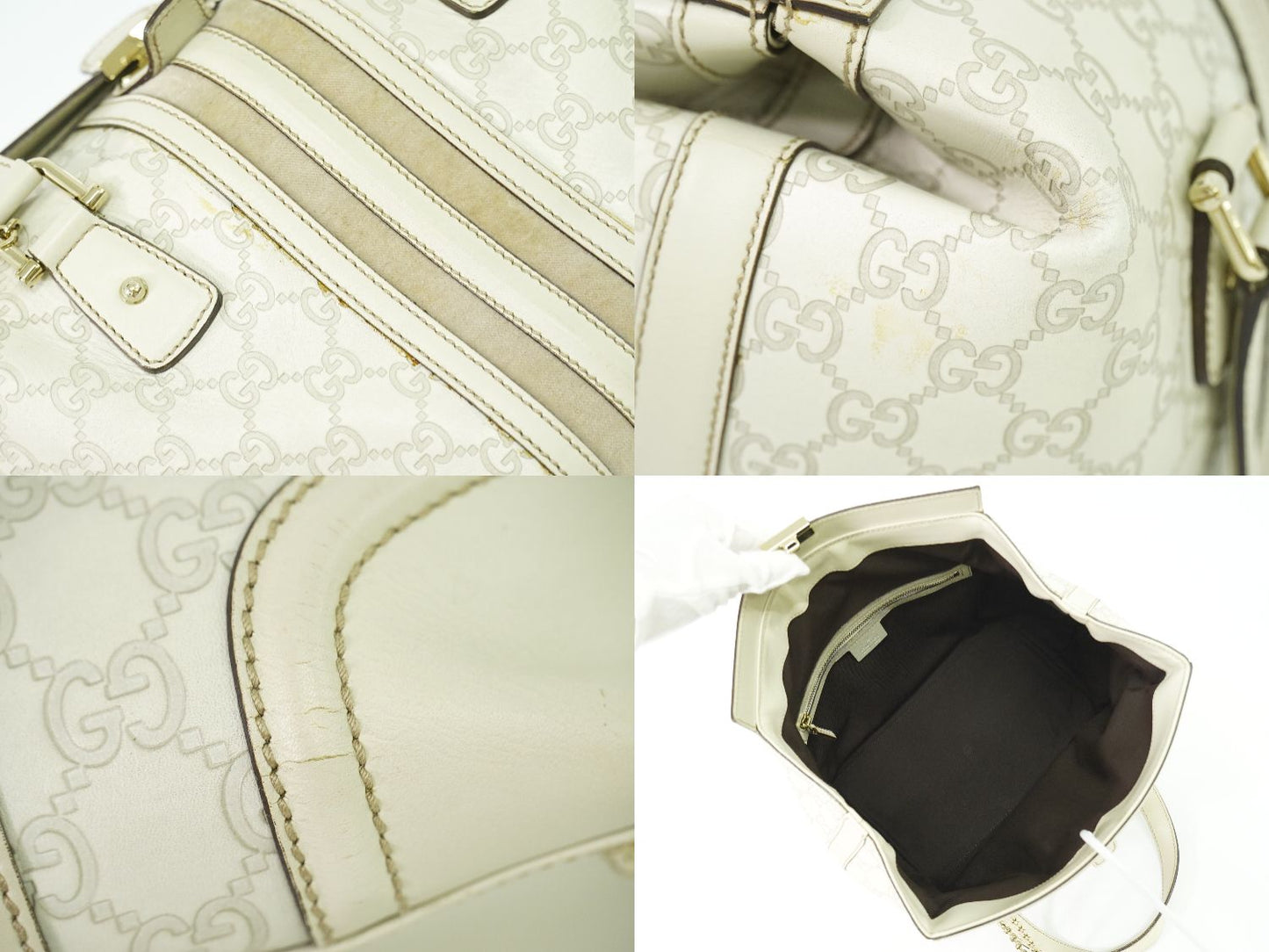 GUCCI グッチシマ レザー ハンドバッグ アイボリー 146002