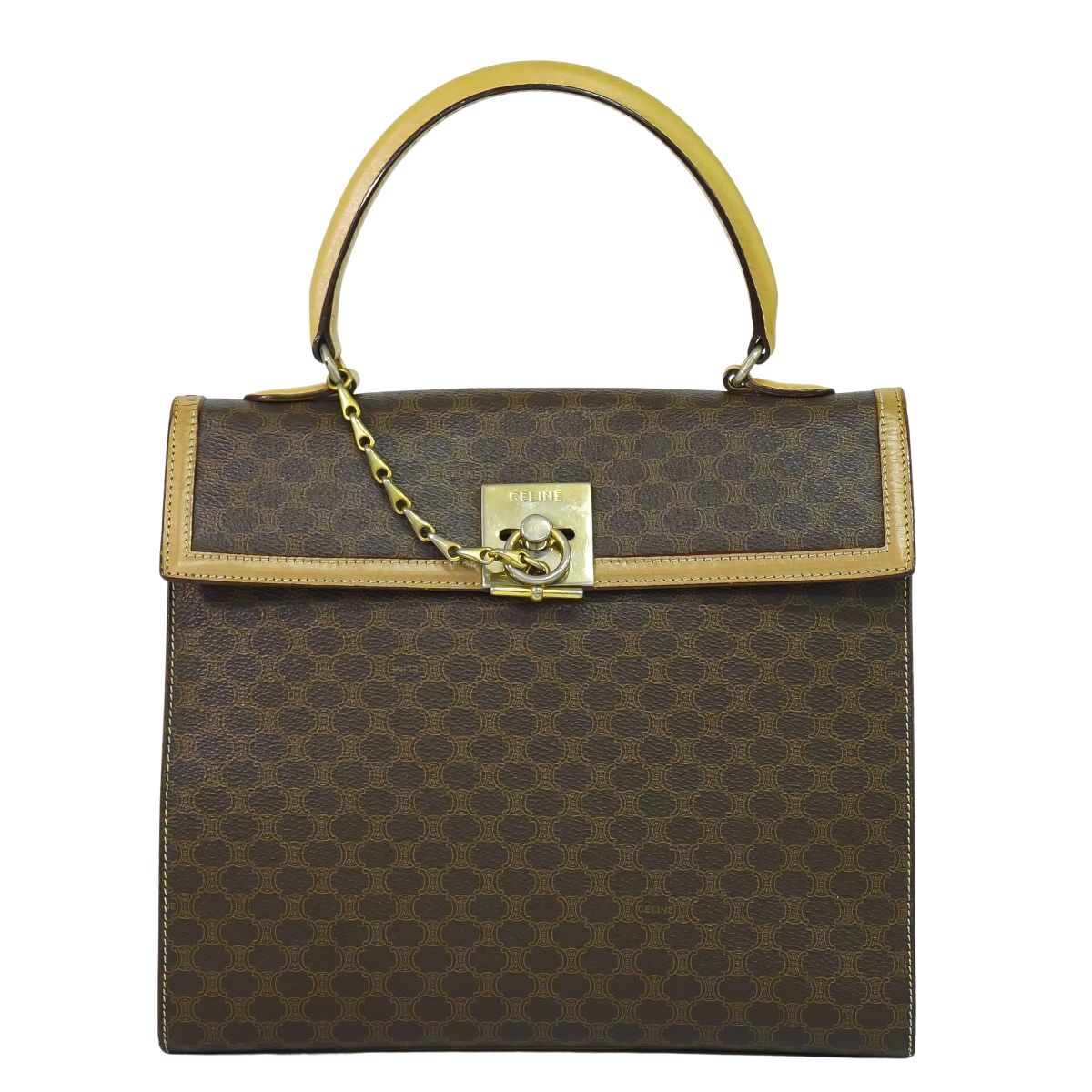 CELINE マカダム ハンドバッグ ブラウン