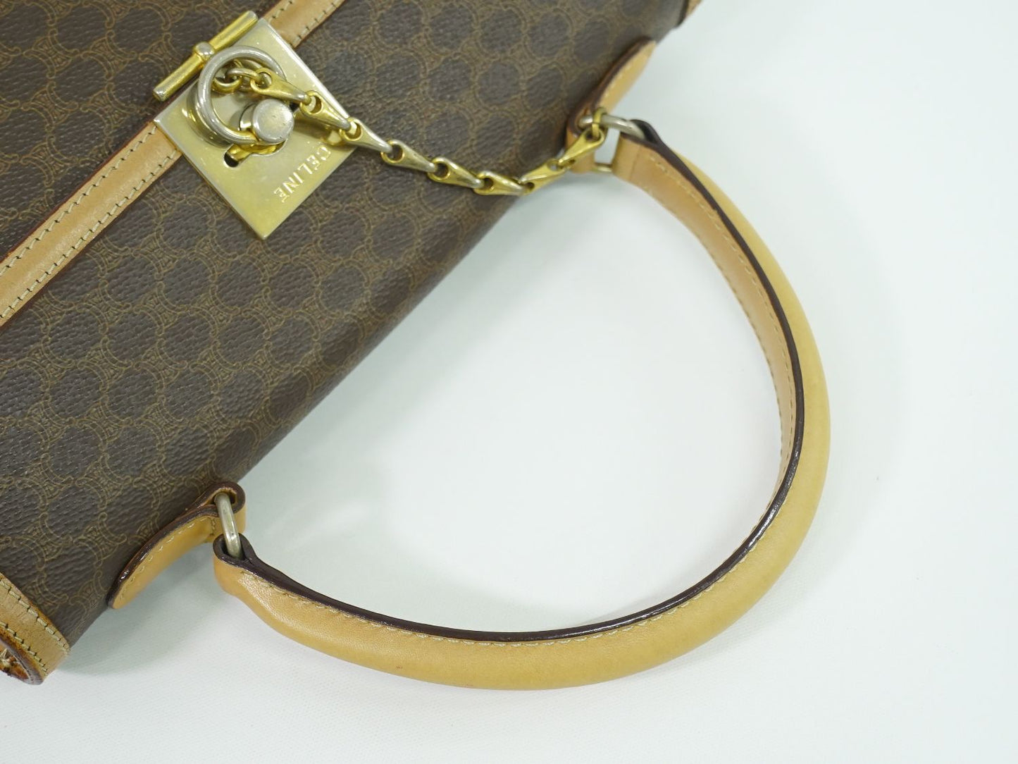 CELINE マカダム ハンドバッグ ブラウン