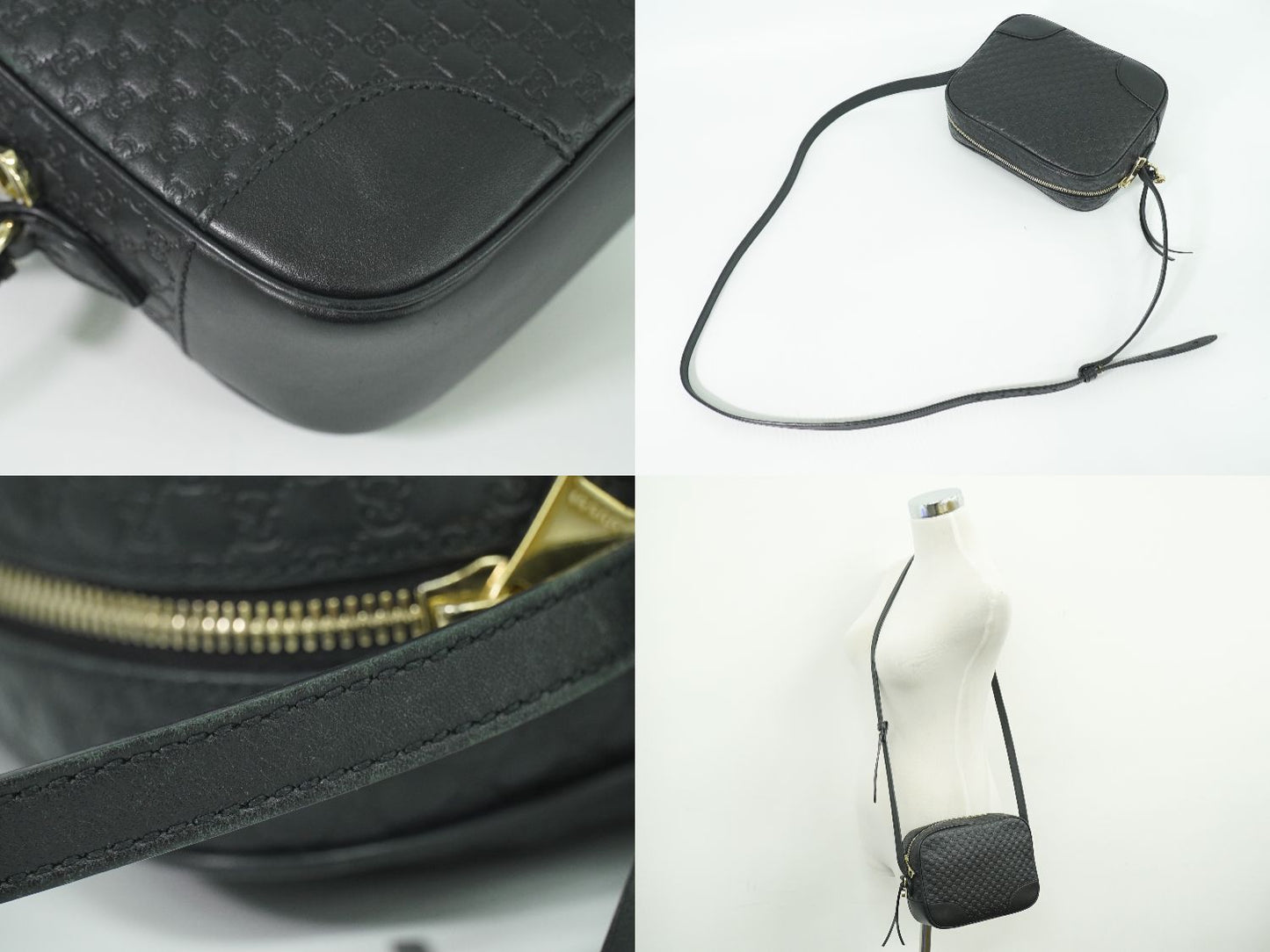 GUCCI グッチシマ レザー ショルダーバッグ ブラック 449413
