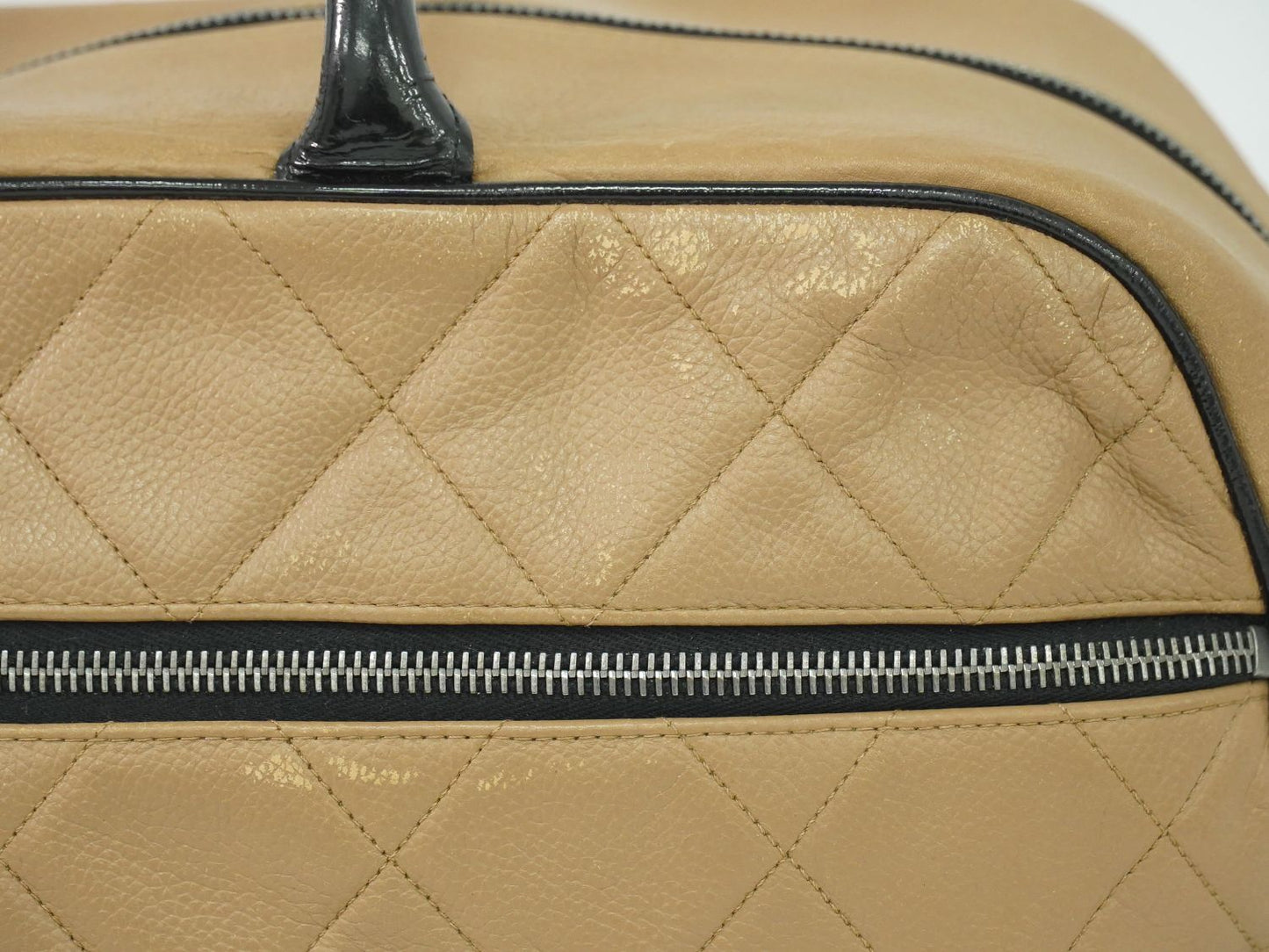 CHANEL ロゴ マトラッセ ボストンバッグ ピンクベージュ