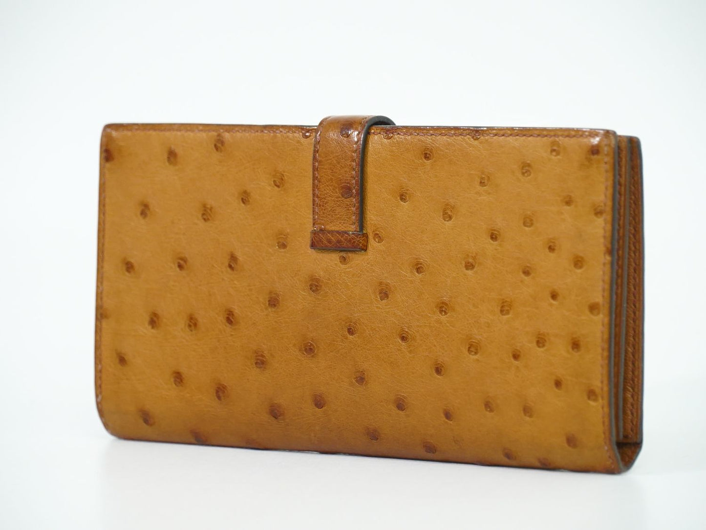 HERMES ベアンスフレ オーストリッチ 長財布 U刻 ブラウン