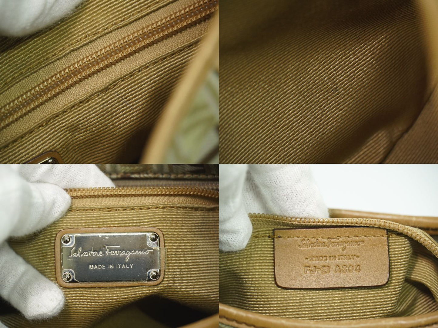 Salvatore Ferragamo ロゴ柄 ショルダーバッグ ベージュ ブラウン