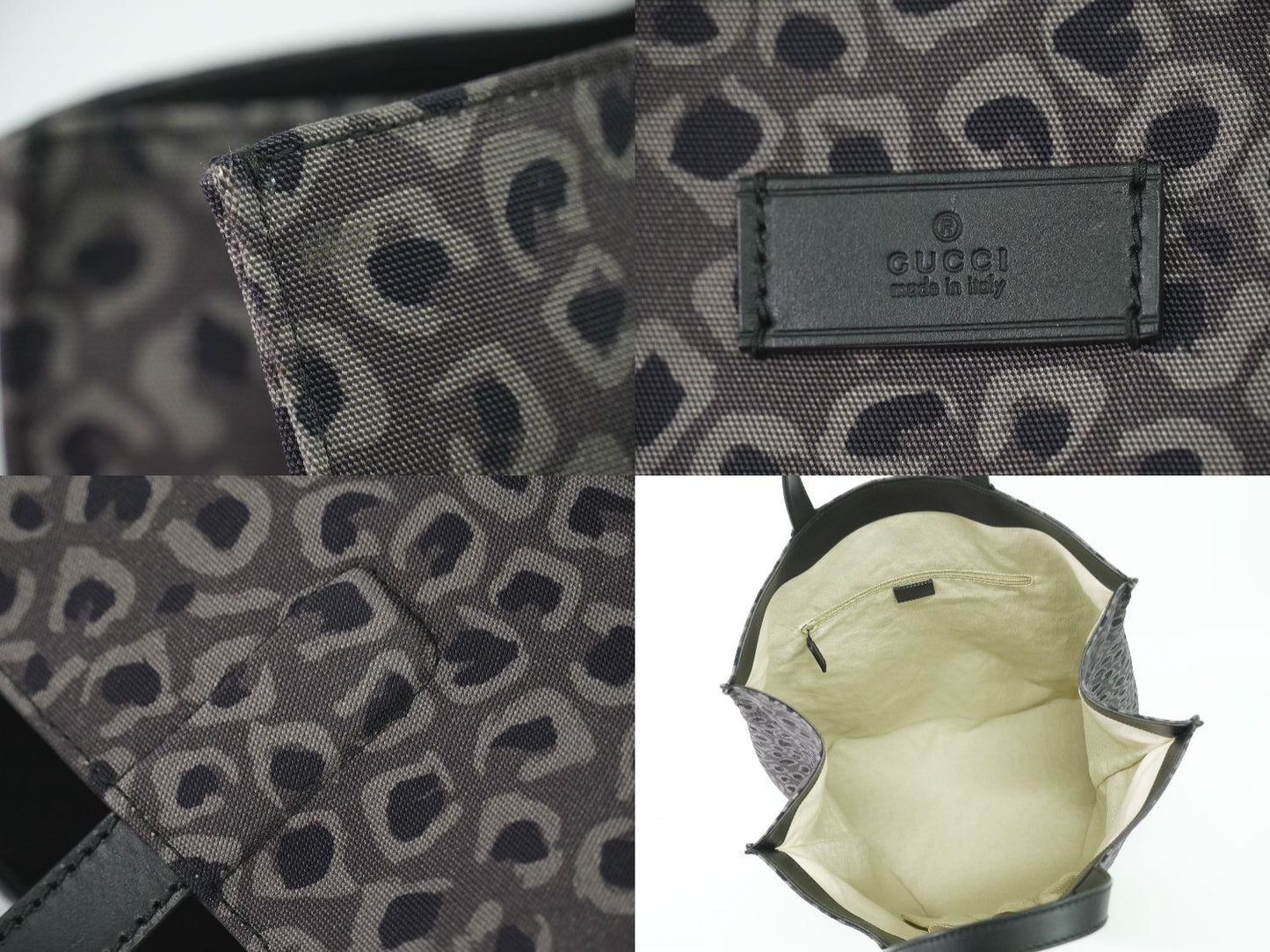 GUCCI レオパード トートバッグ グレー 341739