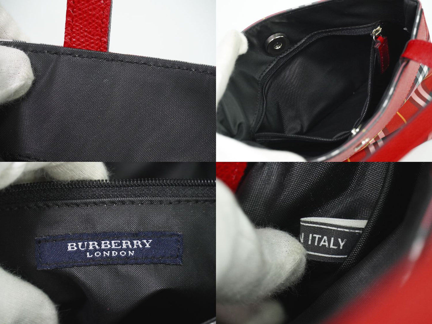 BURBERRY ノバチェック ハンドバッグ レッド