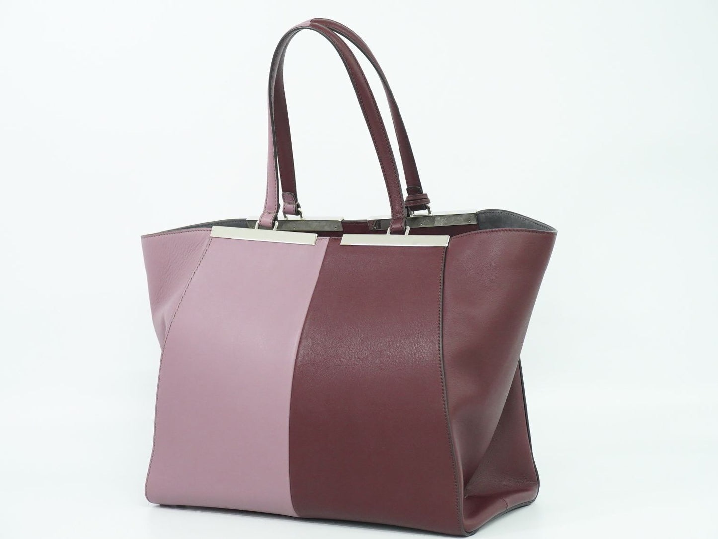 FENDI トロワジュール トートバッグ ボルドー ピンク 8BH272