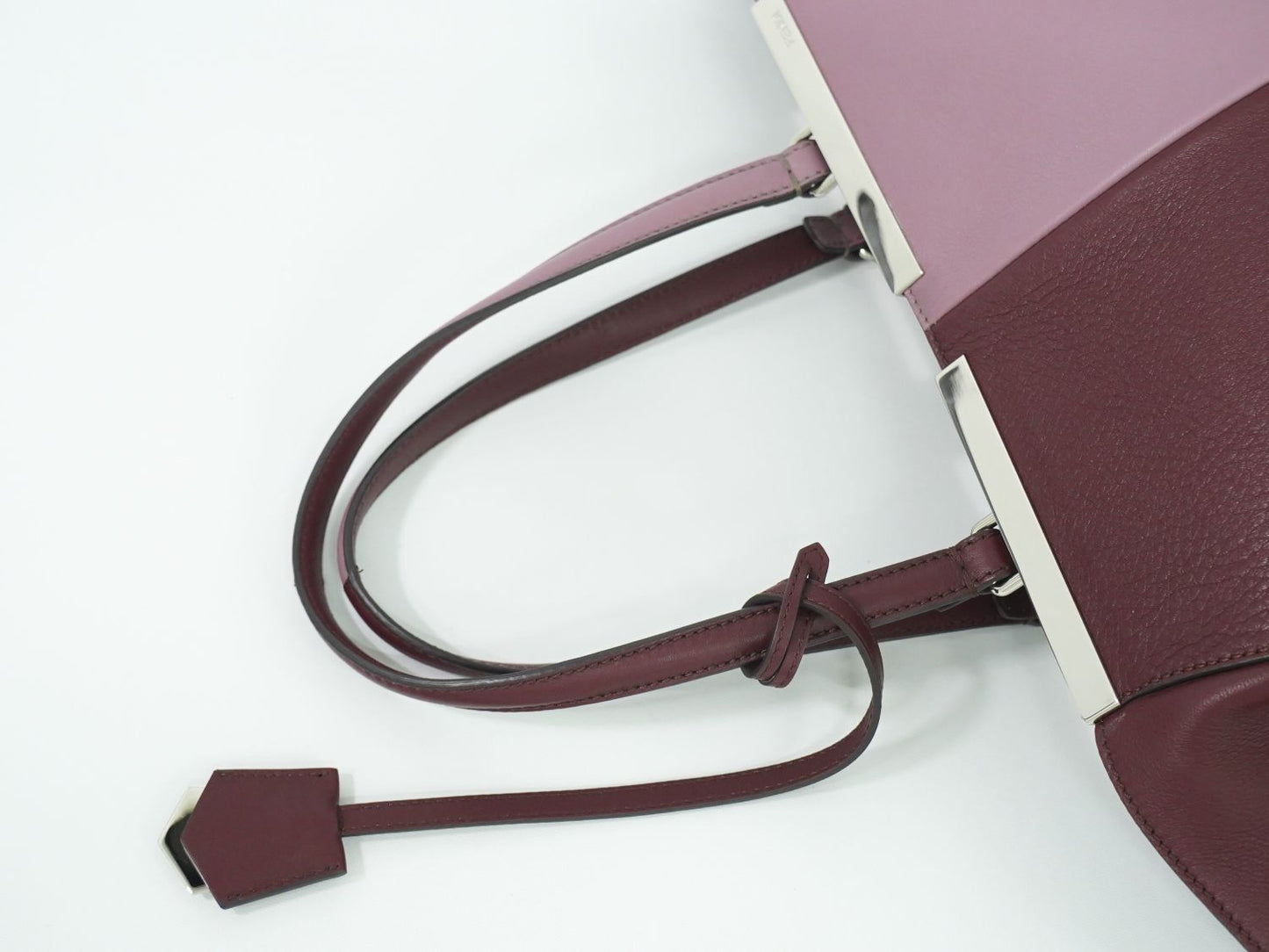 FENDI トロワジュール トートバッグ ボルドー ピンク 8BH272