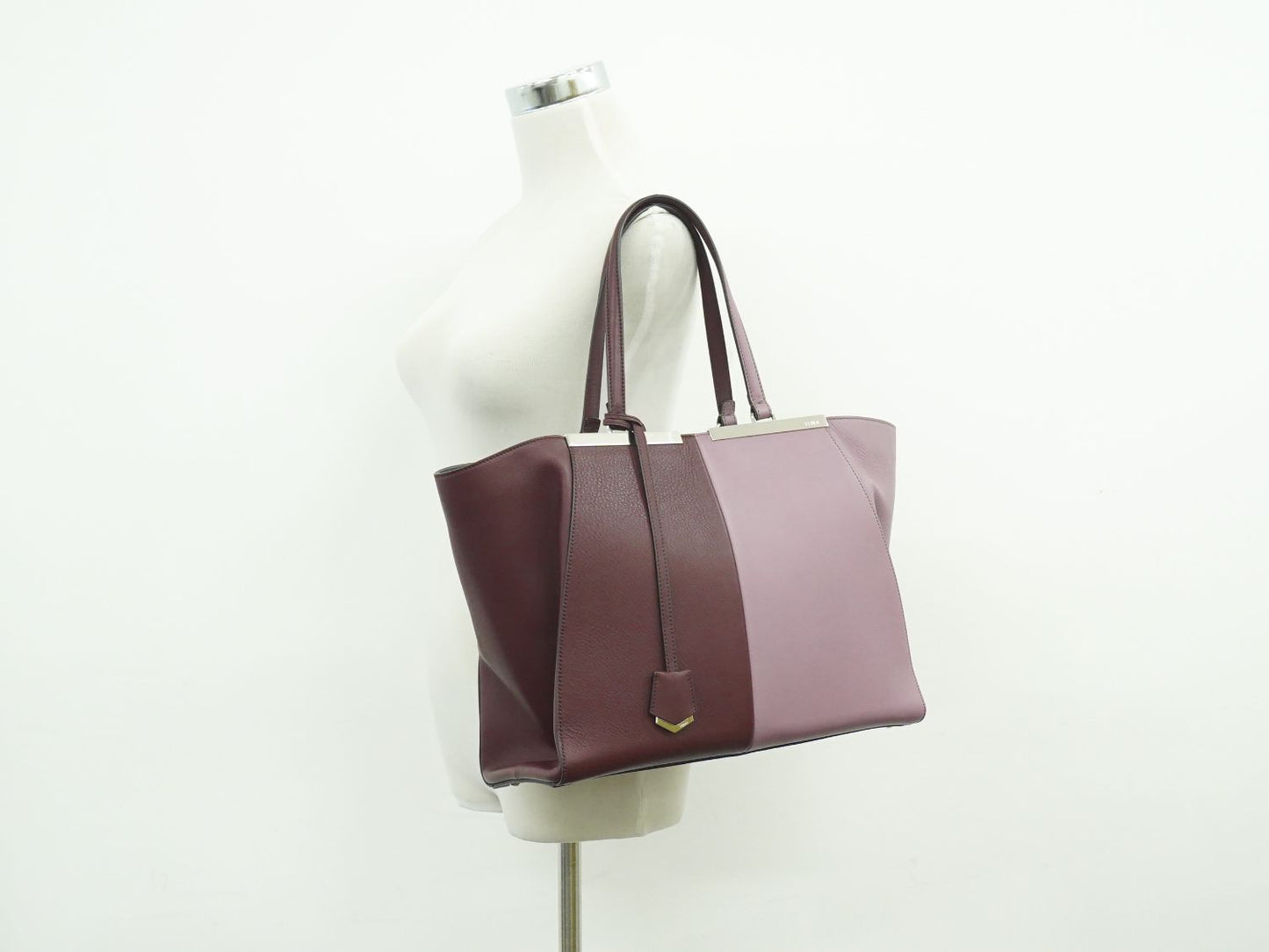 FENDI トロワジュール トートバッグ ボルドー ピンク 8BH272