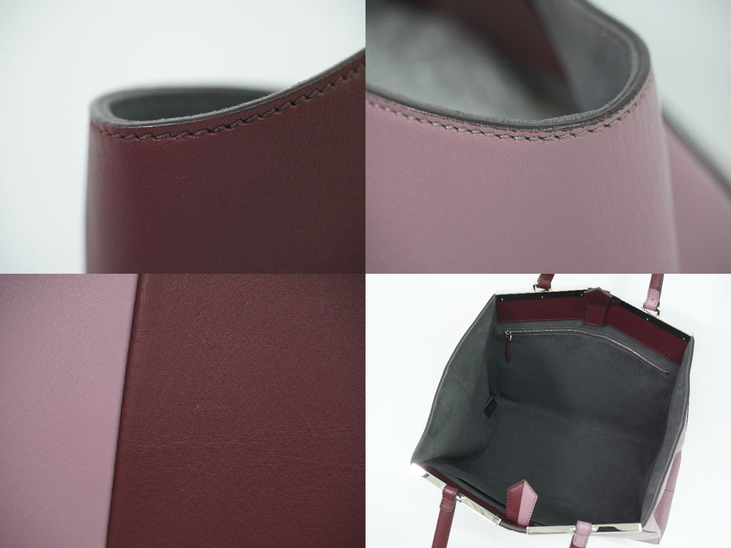 FENDI トロワジュール トートバッグ ボルドー ピンク 8BH272